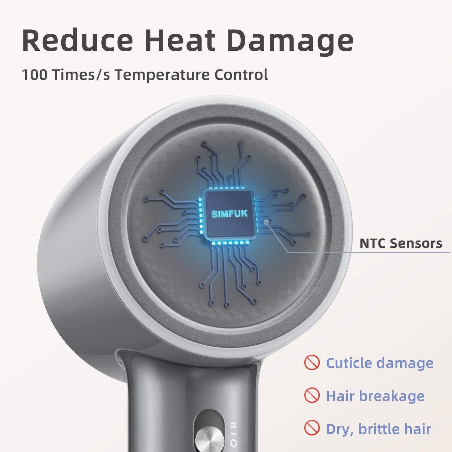 Hair Dryer 150000 RPM Super High Speed 500 Million Negative Ionic Blow Dryer Quiet Leafless Mini Powerful Fast Drying Hairdryer with Magnetic Diffuser and Nozzle for Home Professional Salon Travel