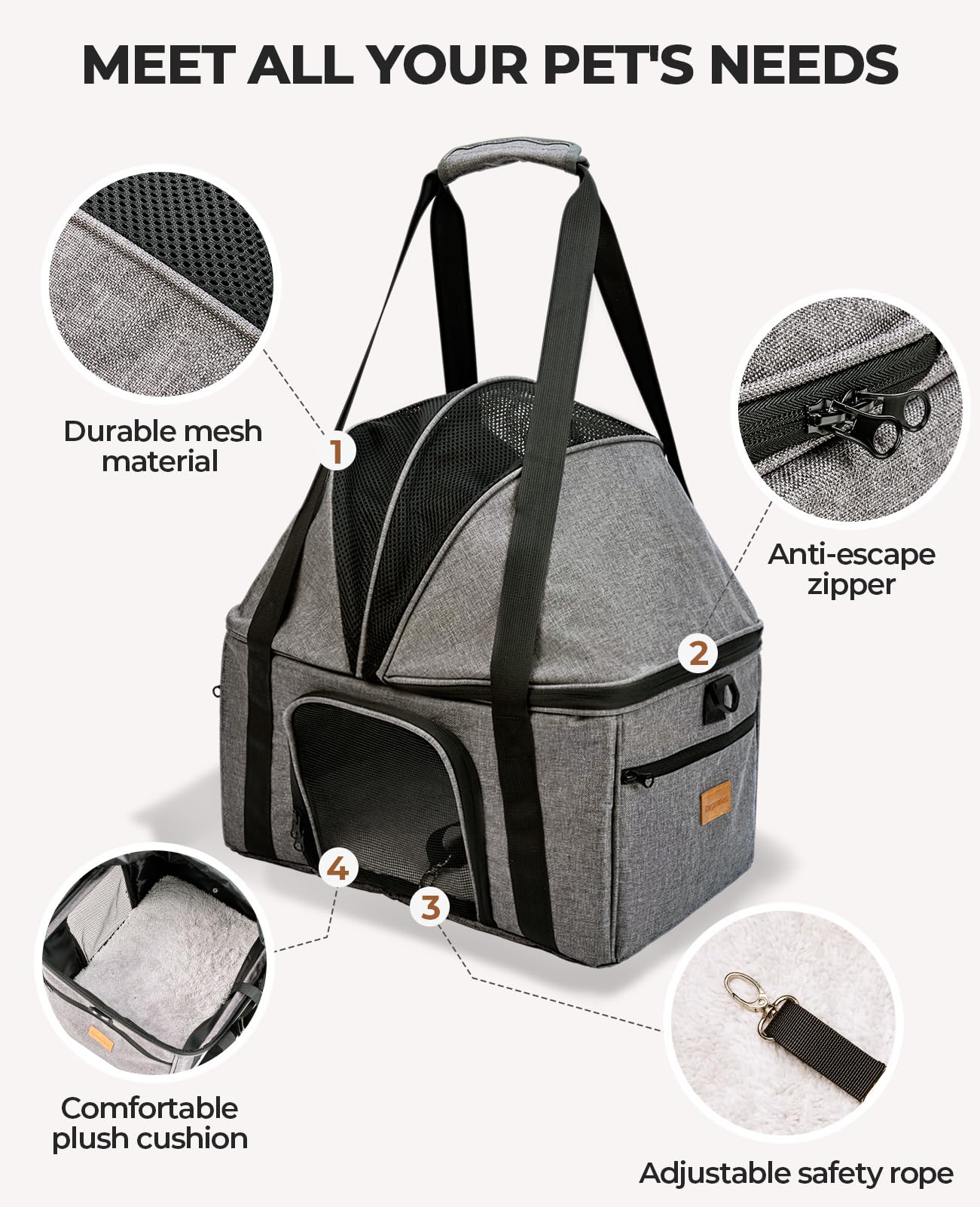 BurgeonNest Top-Expandable Large Cat Carrier, Soft Sided Cat Bag Carrier for Medium Large Pet 15 lbs, Upgrade Small Dog Car Seat, Collapsible Puppy Travel Bag with Semi-Open Mode Canopy