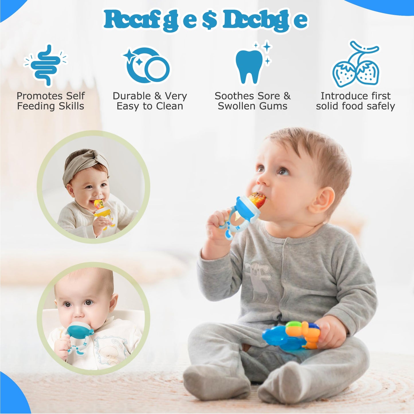 WAJIAYON Easter Bunny Baby Fruit Feeder/Food Feeder Pacifier - Infant Teething Toys | Silicone Teether Feeder Babies | Easter Gifts for Boys and Girls | Food Pacifier for Babies-Rabbit