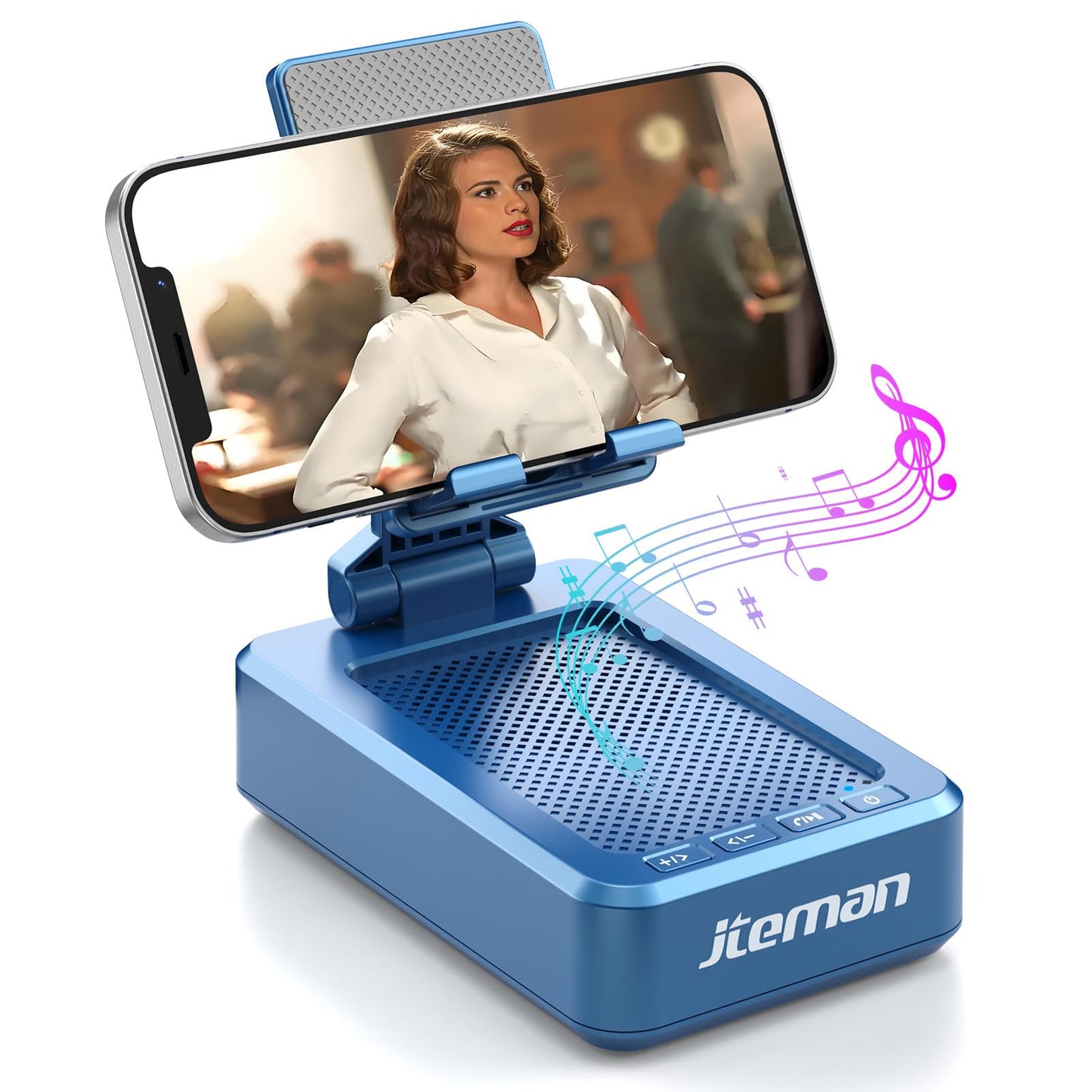 Jteman Portable Phone Stand with Speaker Bluetooth Wireless,Gifts for Men Women,Birthday for Women Men,Kitchen Gadgets for Men,Phone Holder for Desk - Rose Gold