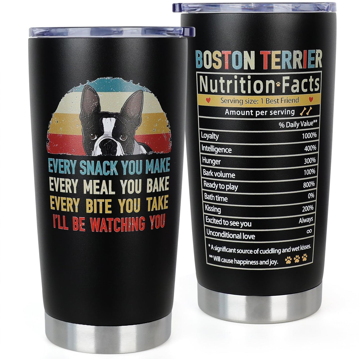 Boston Terrier Gifts for Dog Lovers-Christmas Birthday Gifts for Boston Lovers-Boston Terrier Gifts for Dog Mom Dad-20oz Tumbler Boston Terrier Gifts for Women Men-Coffee Cup Boston Gift for Dog Owner