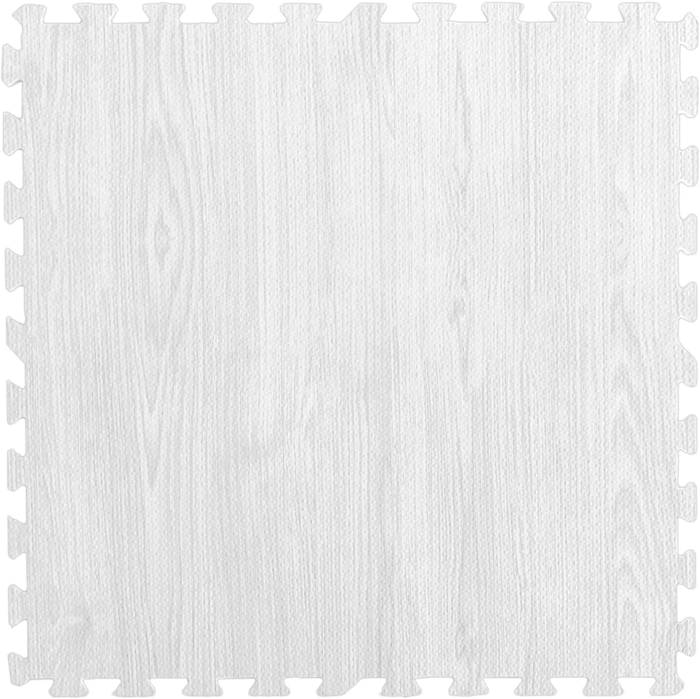 TANSU NO GEN 3/8 Inch Thick Printed Foam Tiles, Wood Grain Interlocking Foam Floor Mats, Anti-Fatigue Flooring, 32 Tiles, Off White, – Produced by Japan. 18710013(97851)
