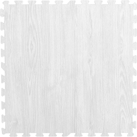 TANSU NO GEN 3/8 Inch Thick Printed Foam Tiles, Wood Grain Interlocking Foam Floor Mats, Anti-Fatigue Flooring, 32 Tiles, Off White, – Produced by Japan. 18710013(97851)