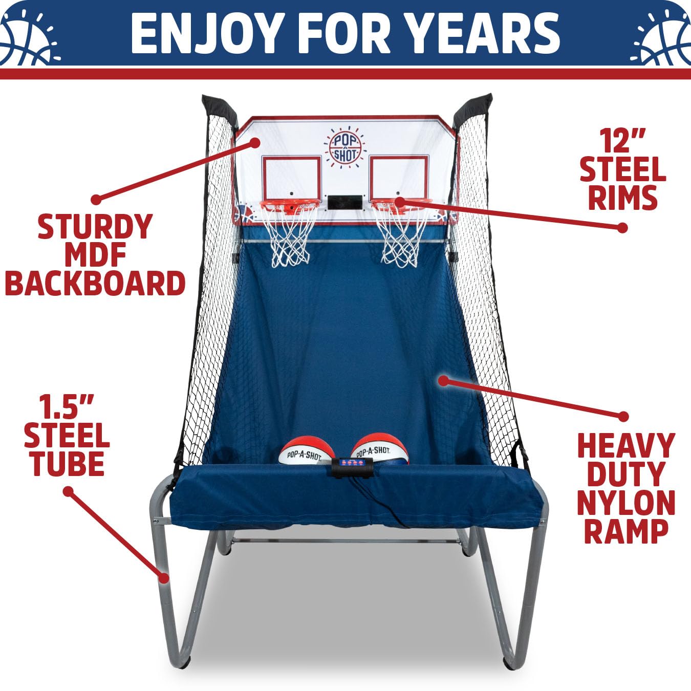 Pop-A-Shot Official Home Dual Shot Basketball Arcade Game - Blue (Blue)