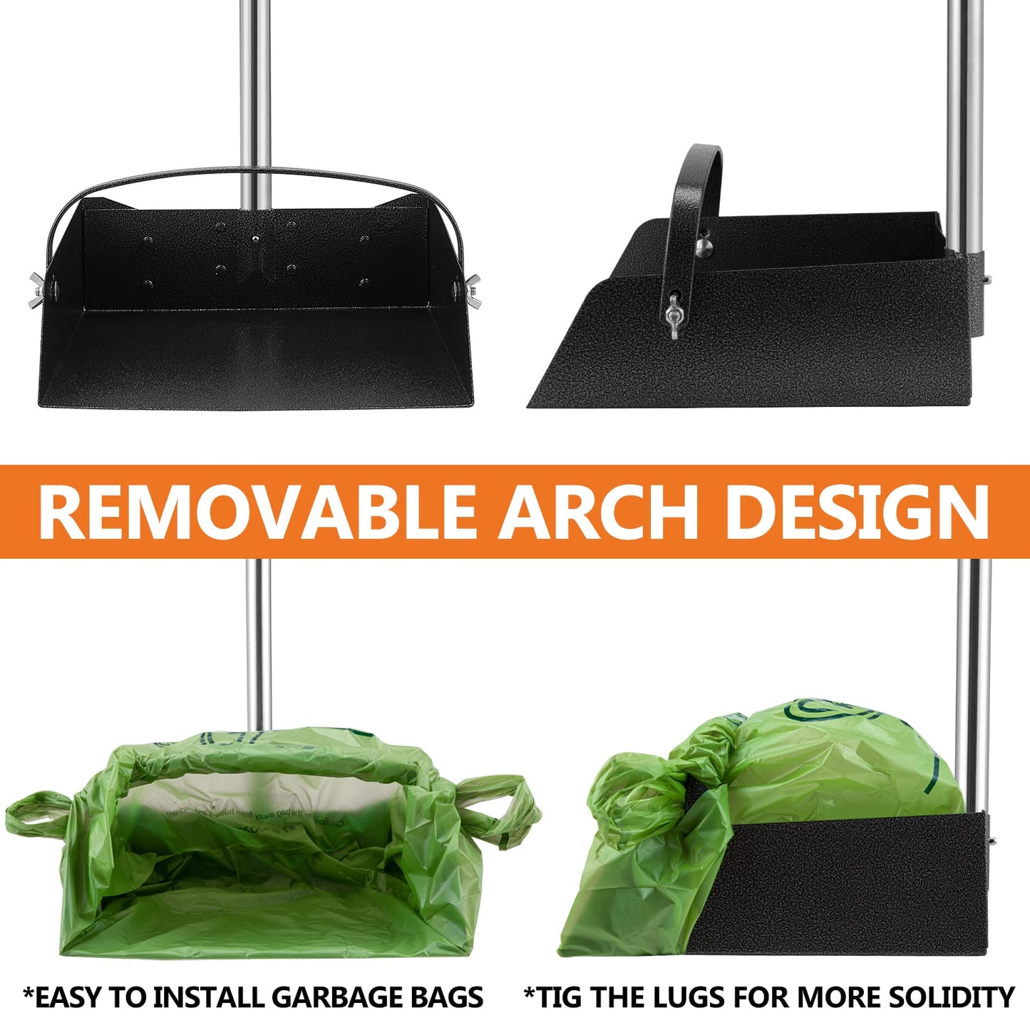 Toozey Unbreakable Dog Pooper Scooper with Extra Large Stainless Metal Poop Tray & 43.31" Long Handle Rake Scoop, Easy Waste Cleanup for Large, Medium, Small Dogs with 20 Bags