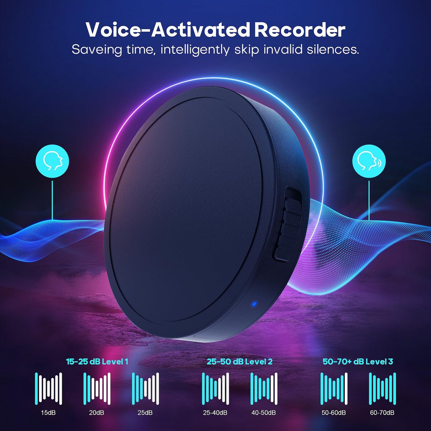 128G (1600 Hour) Magnetic Voice Activated Recorder - Nanezan Recording Device MP3 Records with 70 Hours Battery Time, USB-C Audio Recorder for Work, Lectures, Meetings, Interviews