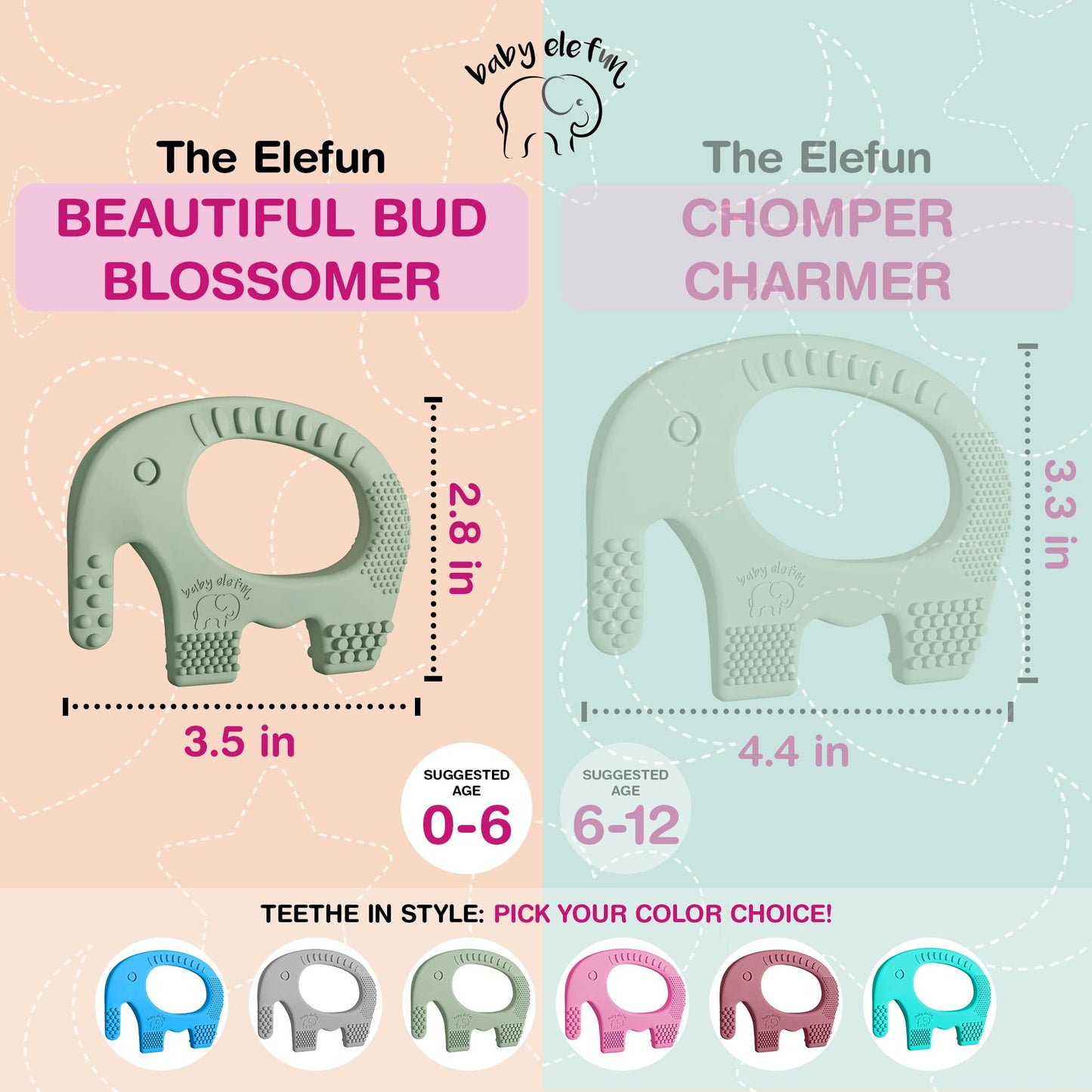 Teething Toys for Babies Age 0 to 6 Months - Baby Elefun 5X Pain Relief Smart Teether - Zero Developmental Delay Silicone Baby Teething Toy Ring - Cute Infant Shower Gift Chew Toy for Babies