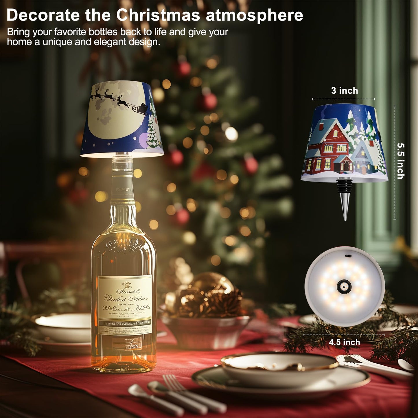 SOUDFK 2025 New Wireless Bottle lamp, Customized Indoor/Outdoor Decoration (Blue Elk)