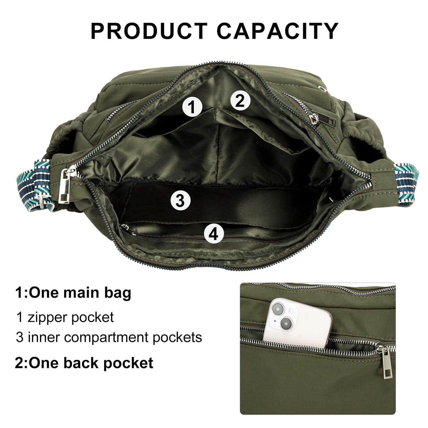 CLUCI Travel Purses for Women, Waterproof Nylon Crossbody Bags for Woman Trendy, Anti Theft Shoulder Handbags for Ladies