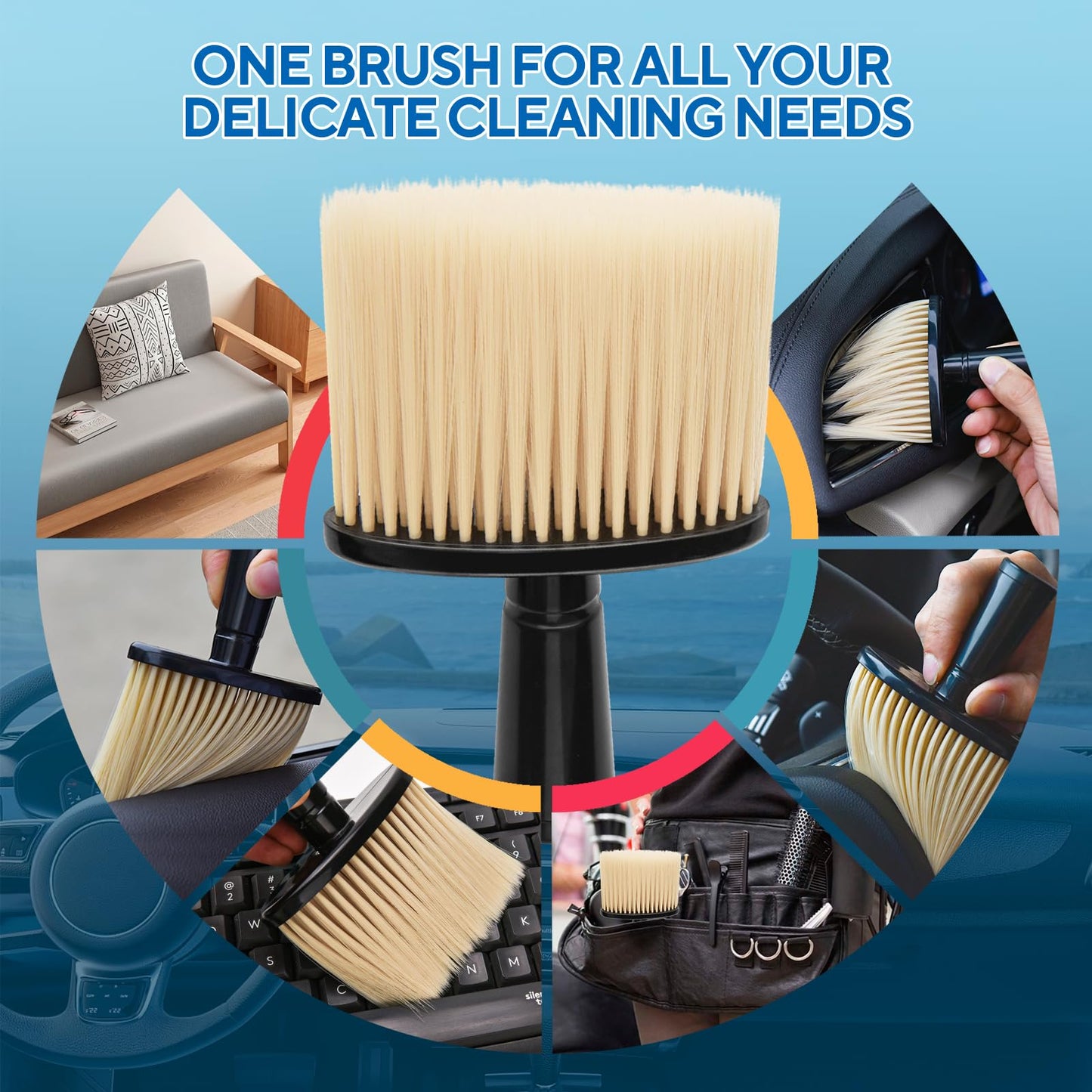 JsqFogey Car Detailing Brush, Automotive Interior Dusting Brush, Soft Car Interior Cleaning Tool for Dashboard Interior, Leather, Keyboard, Scratch-Free