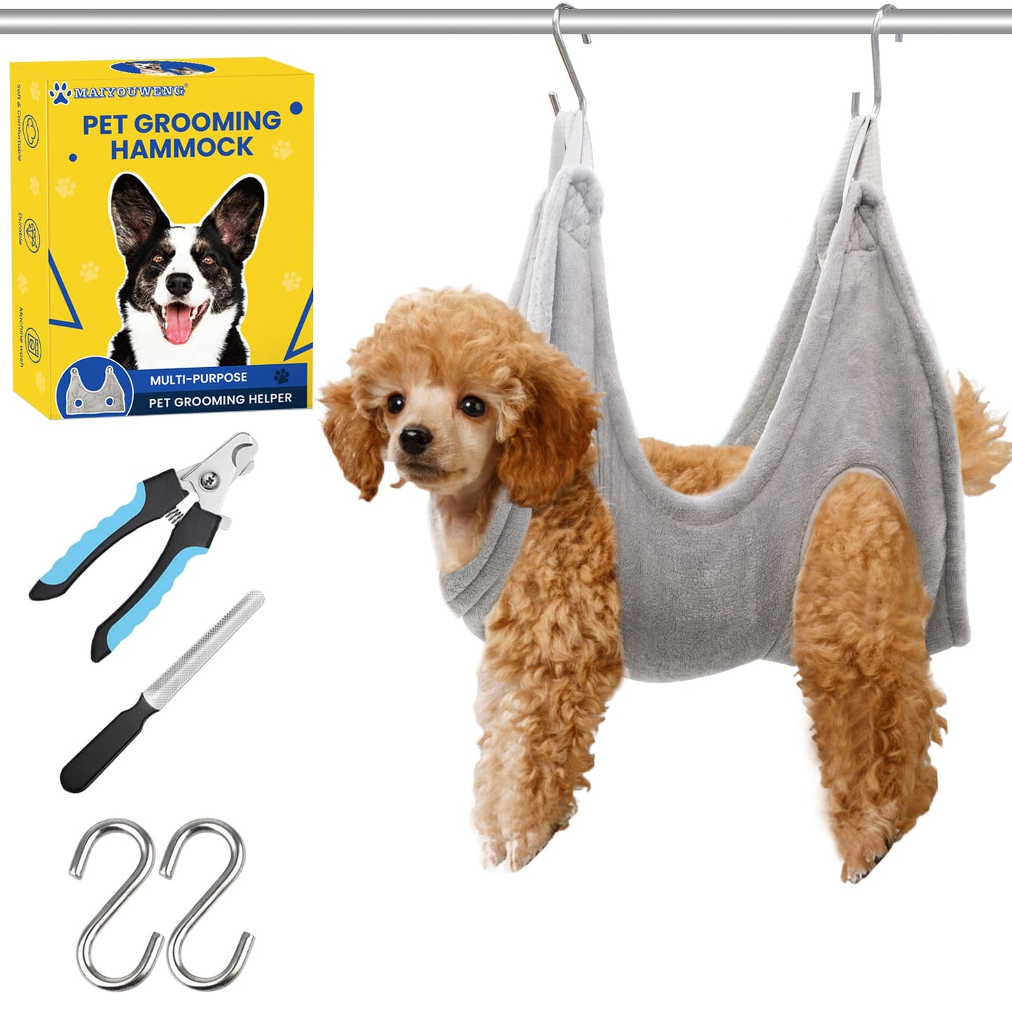 MAIYOUWENG Dog Grooming Hammock,Dog Grooming Supplies,Dog Hammock,Dog Grooming Harness,Pet Grooming Hammock,Grooming Table,Dog Nail Clipper,Dogs Cats Grooming,Claw Care (XS)