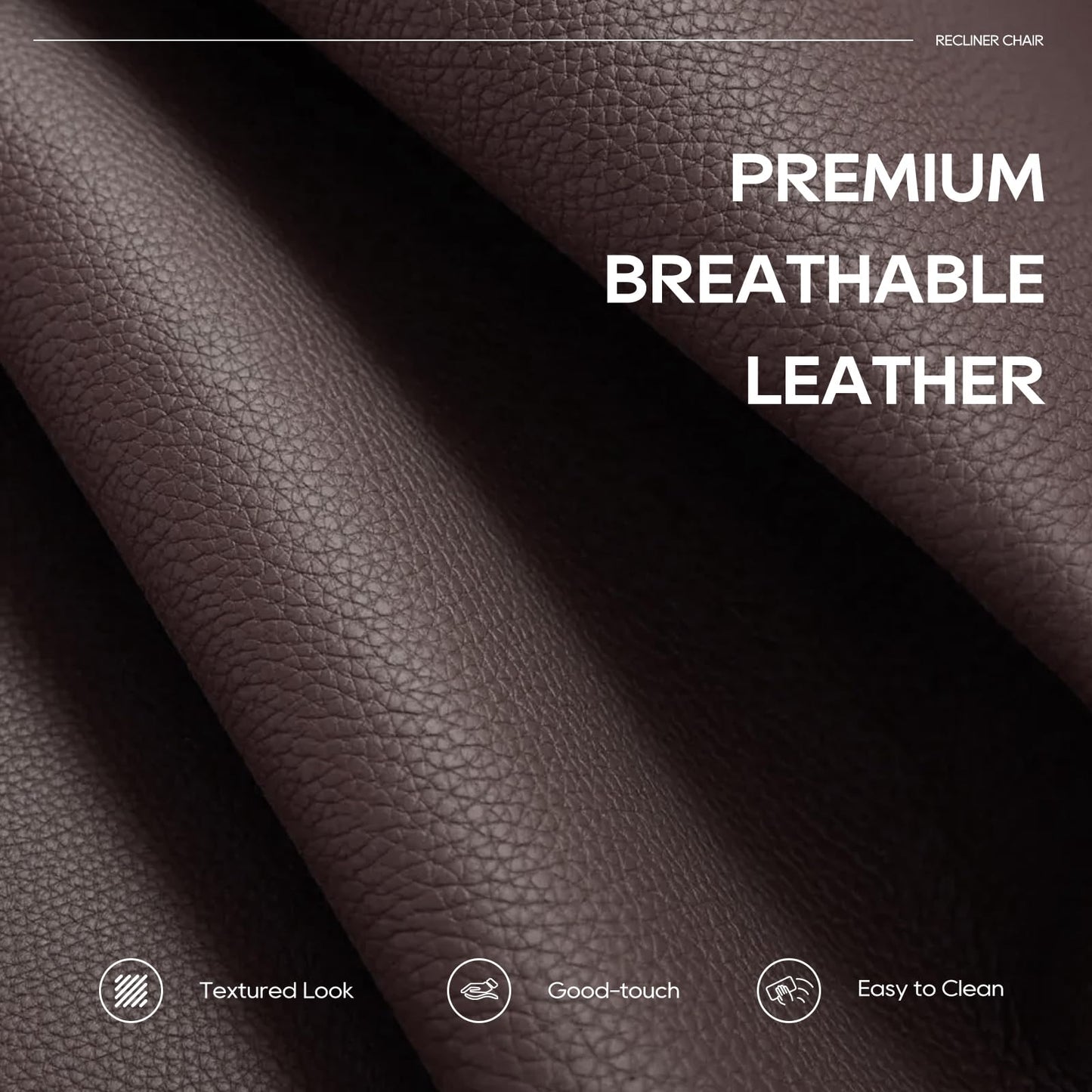 COLAMY Oversized Leather Recliner Chair, 360°Swivel Rocking Manual Recliner with Thick Cushioned Padding Backrest and Wide Seat - Darkbrown