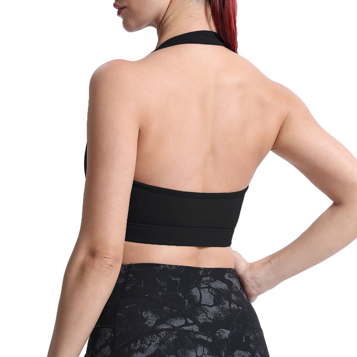 Aoxjox Women's Workout Sports Bras Fitness Halter Bra Yoga Crop Tank (Black, Small)