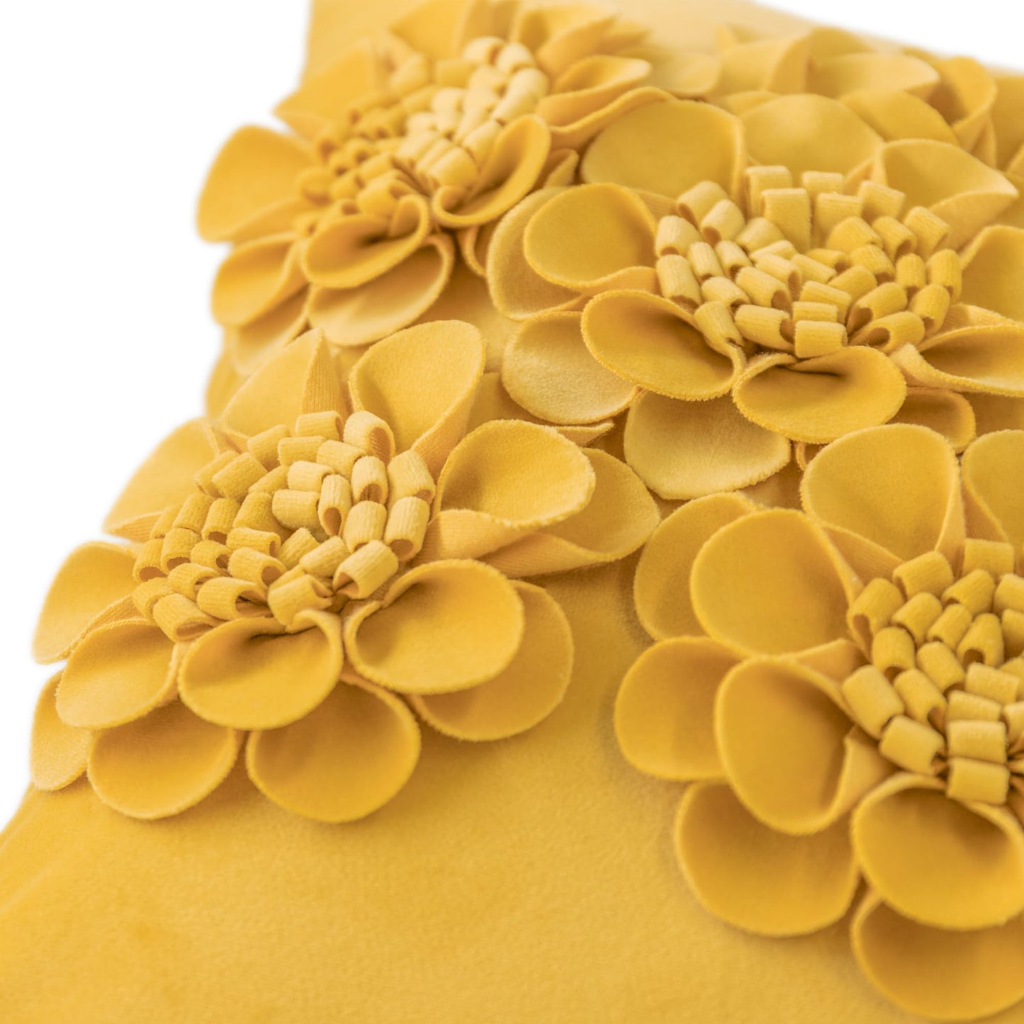 JWH Decorative Flower Velvet Throw Pillow Covers Floral Accent Pillow Cases Stereo Pillowcase Handmade Cushion for Car Bed Couch Bedroom 18x18 Inch Gold Yellow