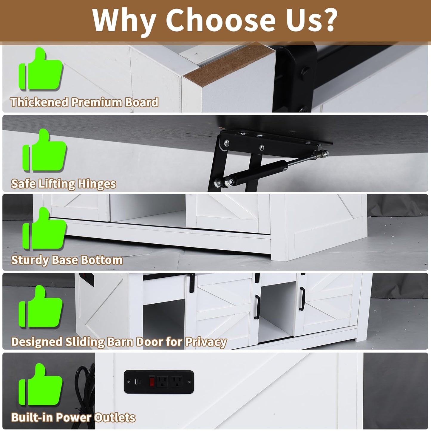 HPWLYQ 48" Lift Top Coffee Table with Storage & Power Outlets, Farmhouse Coffee Table with Sliding Barn Doors, Wood Square Center Table for Living Room Office Black