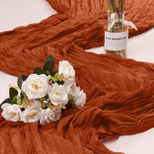 12 Pack Cheesecloth Table Runner, Runner Gauze Boho Wedding Decor Romantic Table Runner for Wedding Birthday Party(35" x 118") (Terracotta)