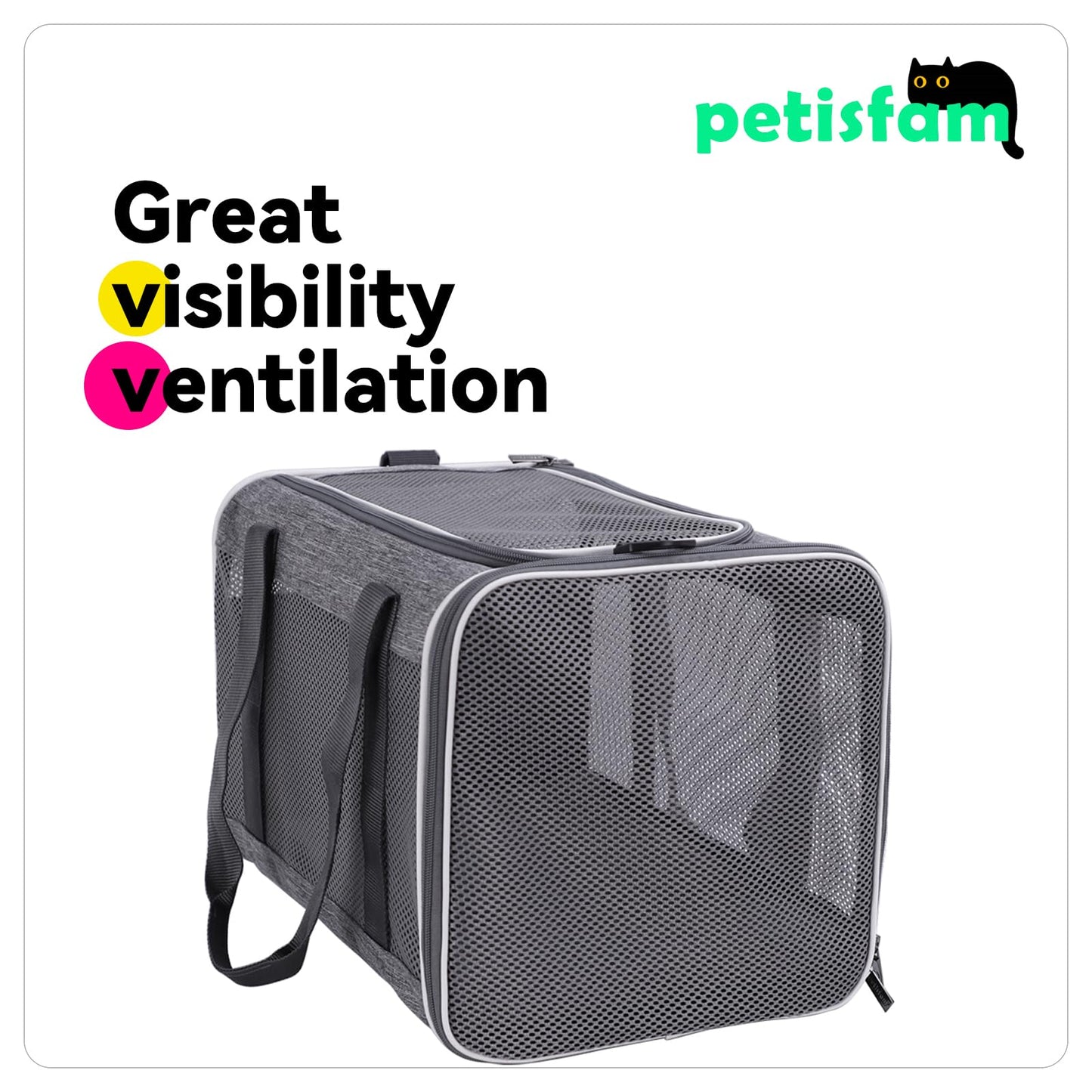 petisfam Soft Pet Carrier Bag for Cats and Puppy Under 20 lbs. Sturdy, Safe, Comfortable and Lightweight