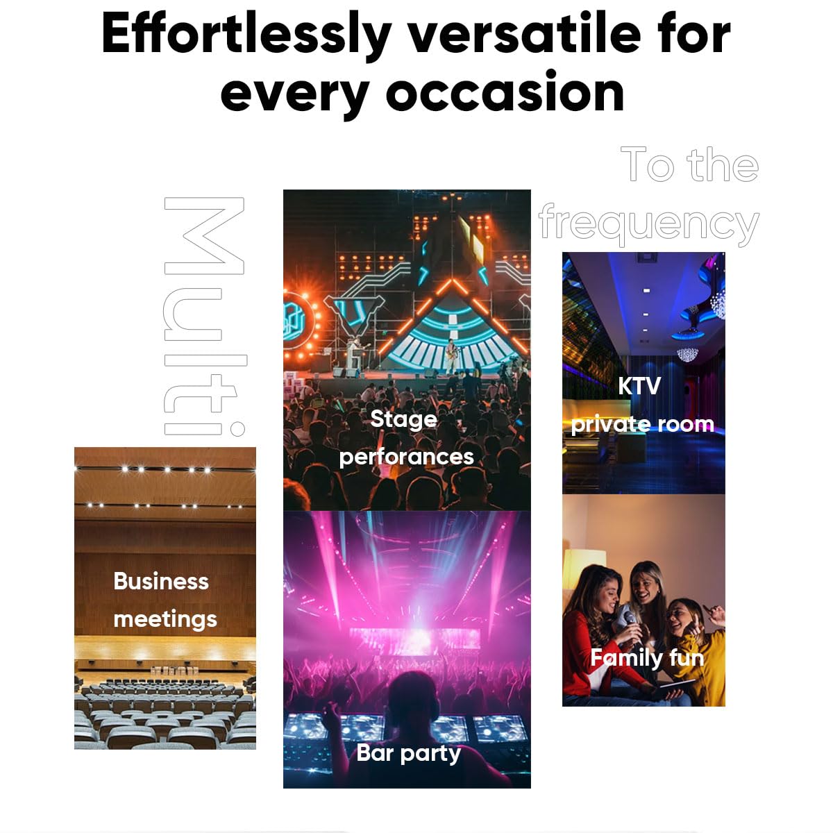 W IN-MIX Wireless Microphone System - Professional 4 UHF Mic Set with Fixed Frequency, 260ft Long Range, Crystal Clear Sound for Singing, Karaoke, Church, Includes 4 Bodypack Mics