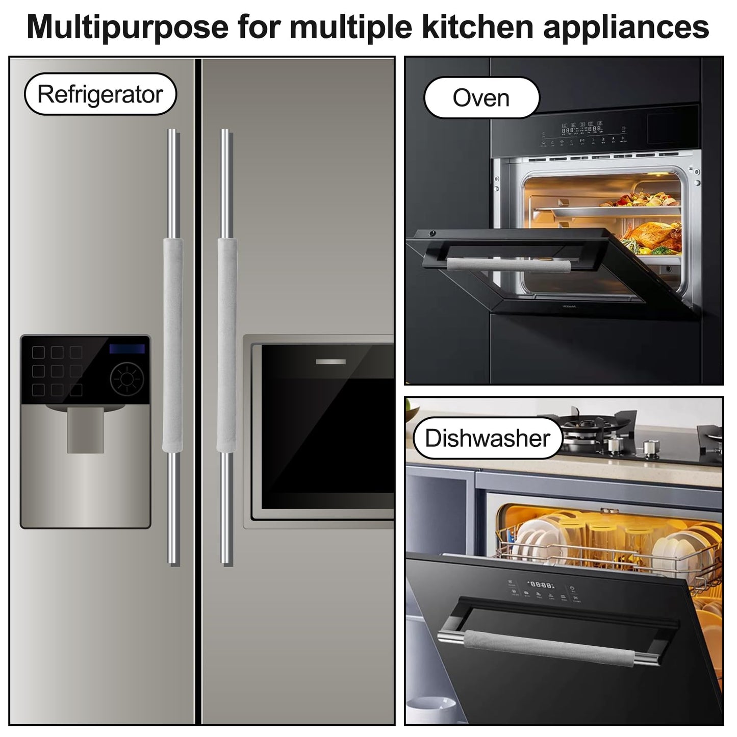 Sheskind Refrigerator Door Handle Covers Keep Fridge Clean and Beautiful, Pack of 2 (16"*4", Gray)