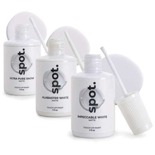 spot. Touch-Up Paint | Matte Finish for Cabinets, Walls, Doors & Furniture | Multi-Tone White Repair Kit | Quick-Dry, Self-Priming, Low-Odor, Eco-Friendly | No-Sanding or Primer Needed | 3 Pack