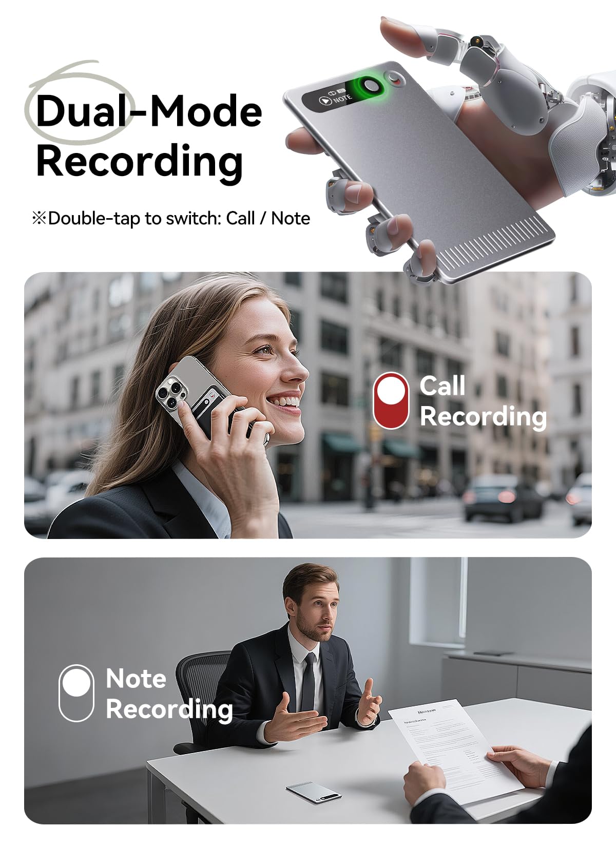 AI Voice Recorder with App Control, Advanced AI Technology for Transcription & Summarization, 64GB Memory, Magnetic Case, Supports 50 Languages – Audio Recorder for Lectures, Meetings, Interviews