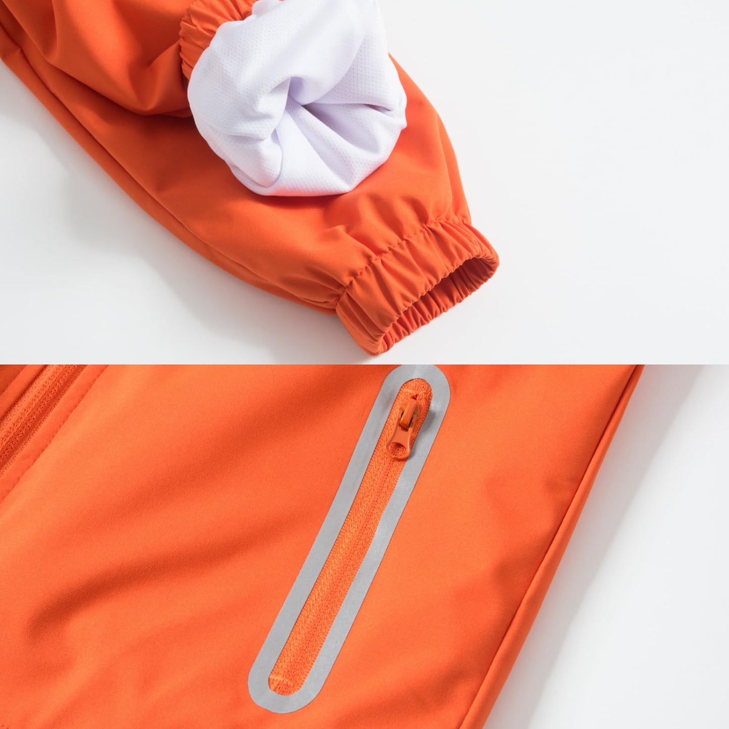 IjnUhb Kids Rain Jacket Waterproof Raincoat with Removable Hood for Boys Girls Orange 3/4