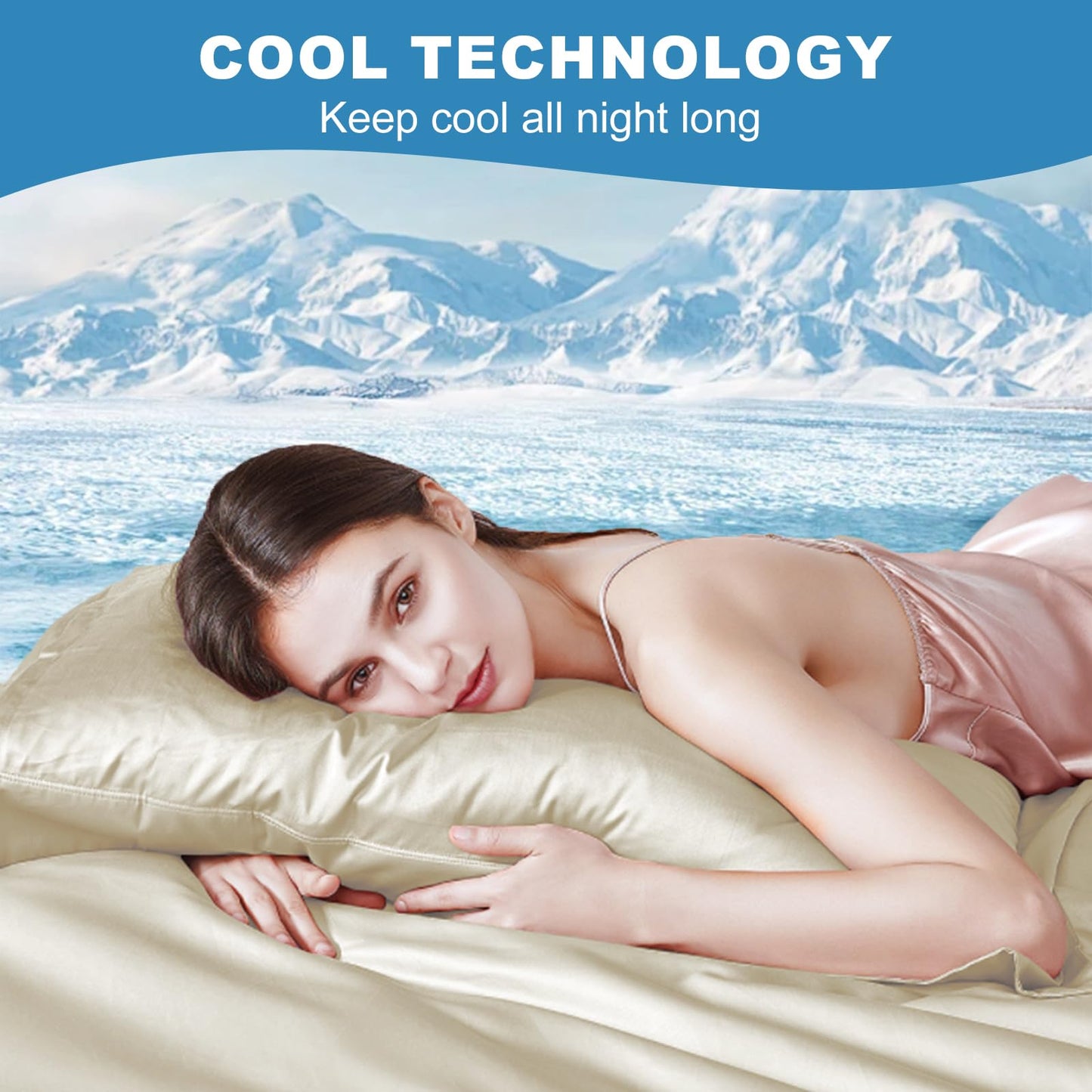 LOVSTOY Cooling Pillow Cases Body Size, Breathable Cool Pillowcases for Hair Skin and Hot Sleepers, Soft Silky Summer Pillow Cover with Envelope Closure, Desert Yellow, 20"x54"