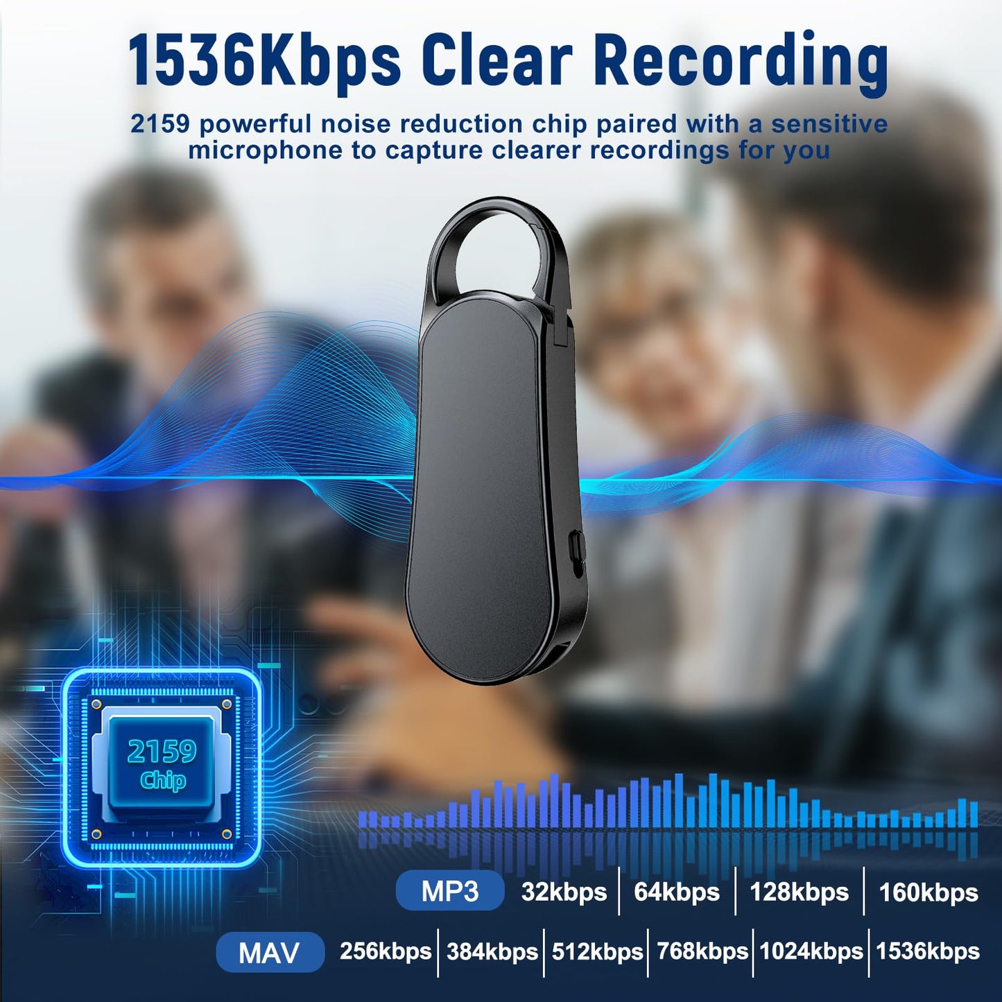 Howabo Professional Portable V56 Voice Recorder 128GB, Howabo New Upgraded Noise Reduction HiFi Pure Sound Quality, 1536Kbps Audio Activated Voice Recorder for Your Lectures Meetings Classes