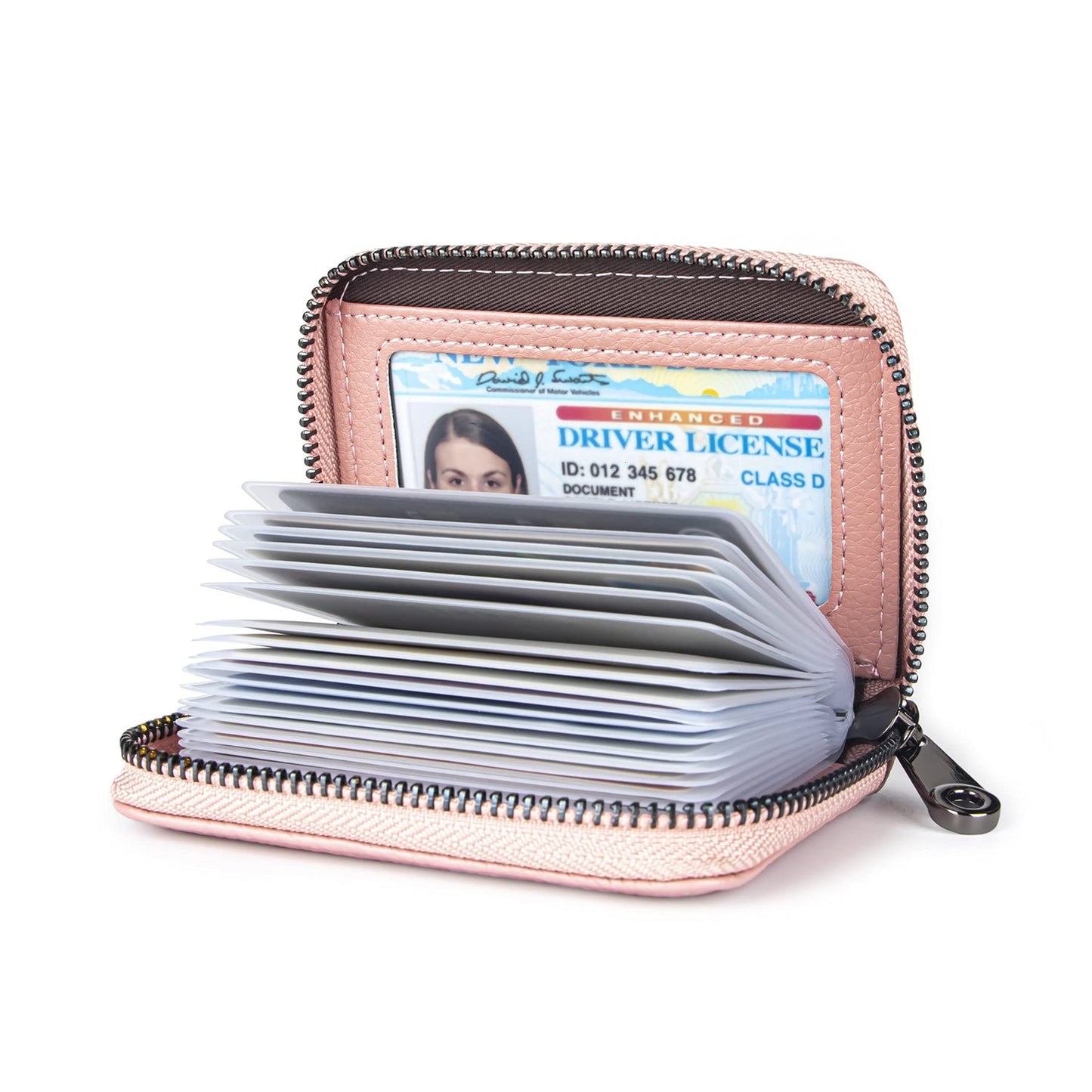 Aiyo Fashion Genuine Leather Credit Card Holder Wallet RFID Blocking Secure Card Case ID Case Organizer Zipper Wallet