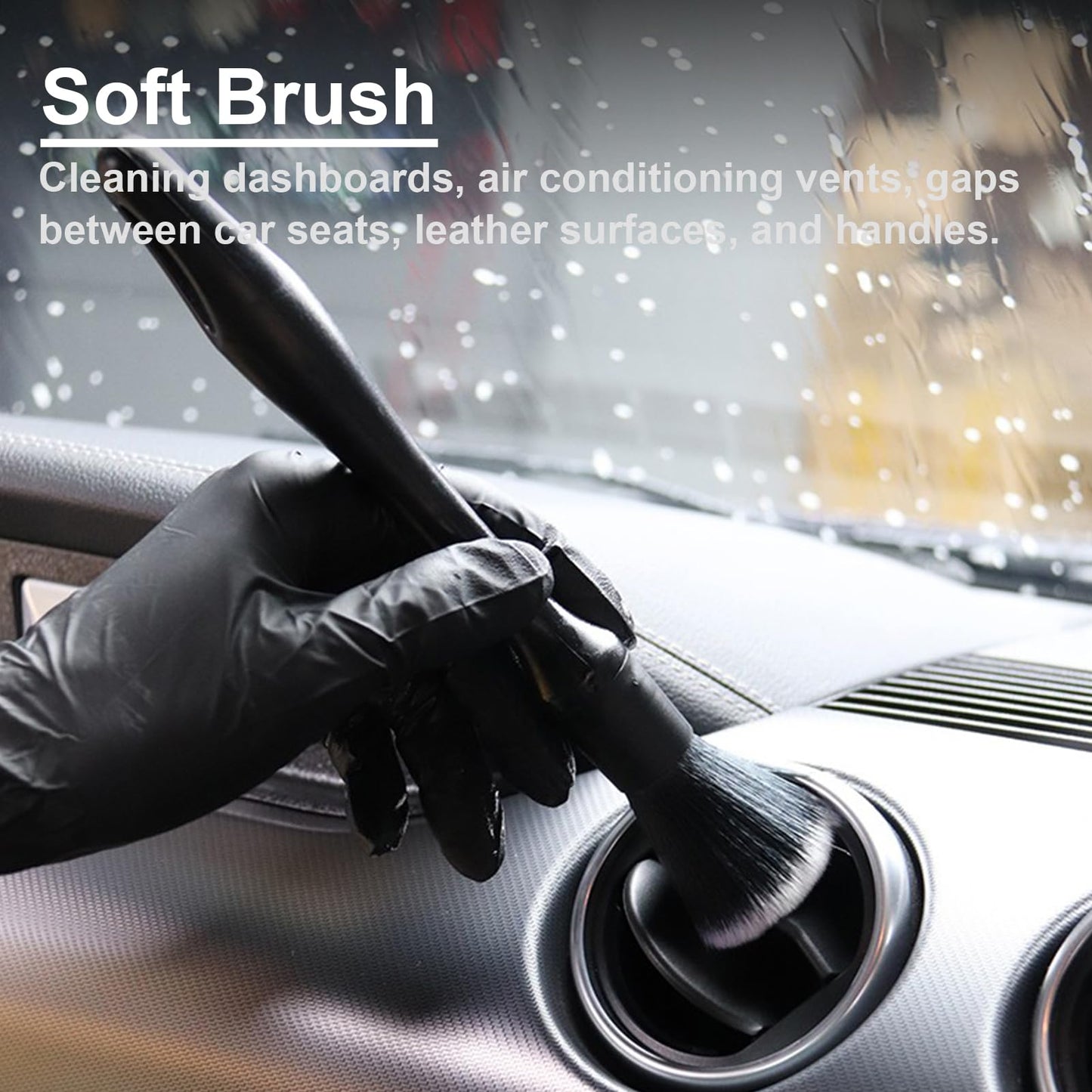 4 PCS Car Detailing Brush Set for Cleaning Interior or Exterior, Boars Bristle Detailing Brushes, Dusting Cleaning Supplies, Tool for Emblem, Air Vents, Wheels, Leather Upholstery Seat