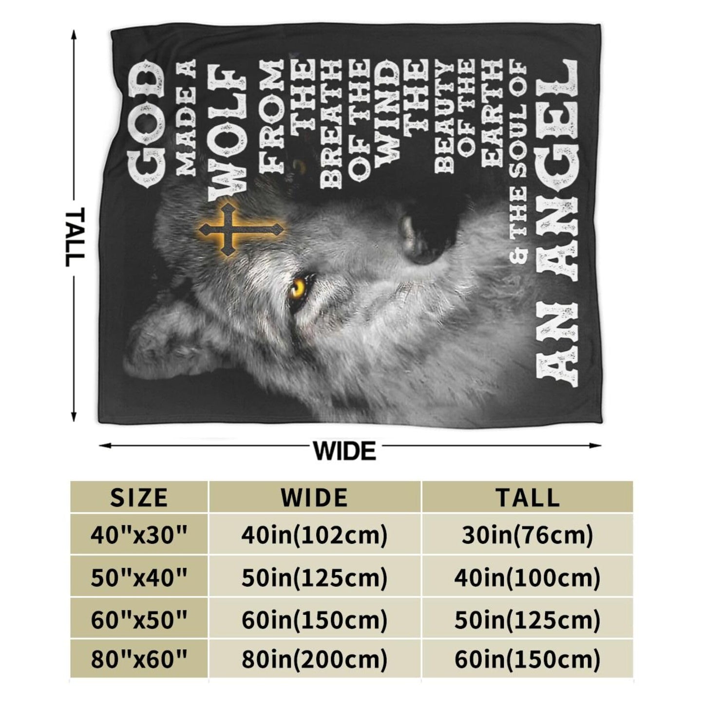 Wolf Blanket for Girls Boys Motivational Quotes Throw Blankets Wildlife Wolf Fleece Cozy Throws Warm Soft Fuzzy Stuffed Animal Plush Black White Decor for Sofa Bed Gifts for Men Women Adults 50"x40"