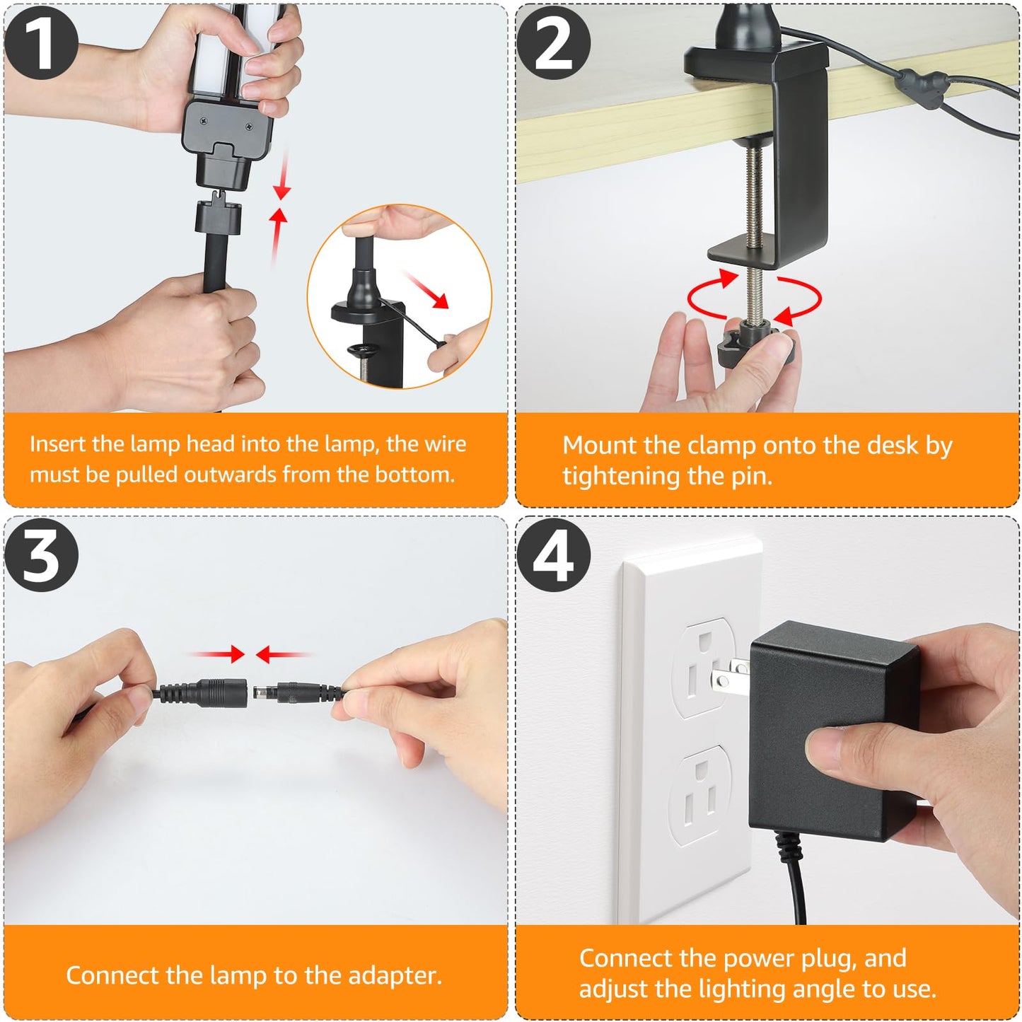 ShineTech Led Desk Lamp for Office Home, Bright Double Head Desk Light with Clamp, Architect Task Lamp 50 Lighting Modes Adjustable Flexible Gooseneck Lamp