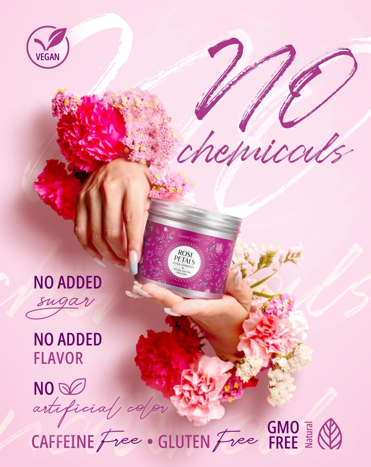 Sweet Spell Dried Rose Petals – Edible Flowers for Drinks, Cocktails, and Cake Decorations – Perfect for Tea, Soap, and Candle Making – 14g (0.5oz)