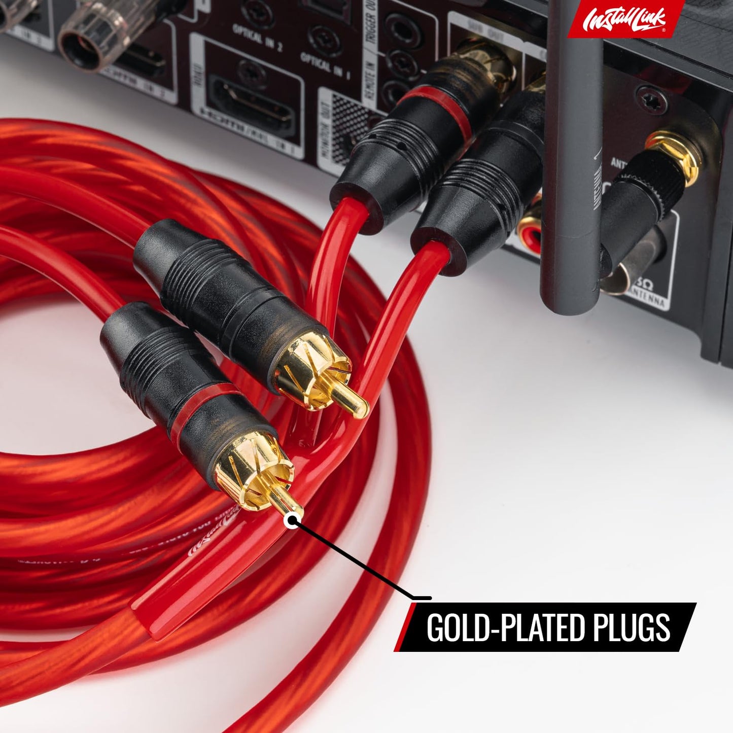 Install Link 16 AWG Gauge Speaker Wire Cable Stereo, Car or Home Theater, CCA (100 Feet) + 12ft, 2-Channel RCA Stereo Subwoofer Cable