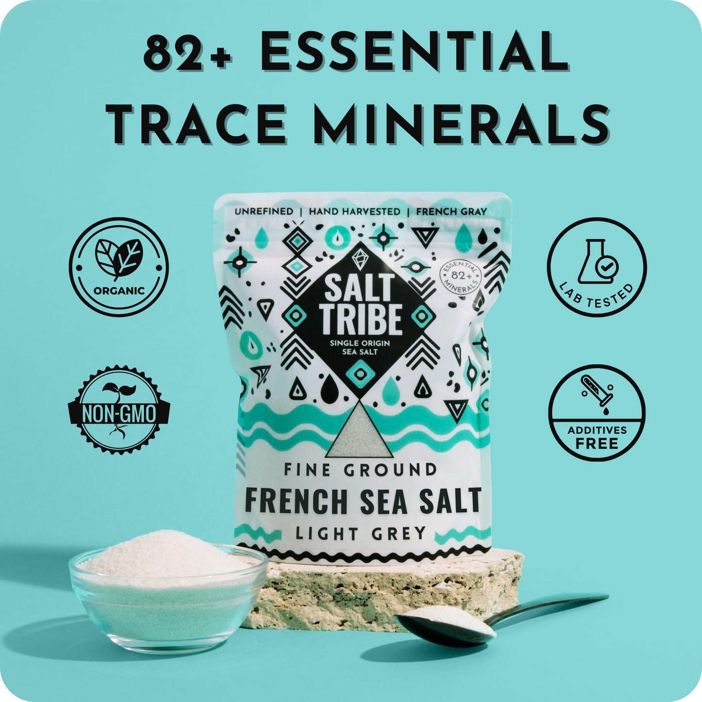French Grey Sea Salt | Organic 82 Minerals | Fine Ground Sea Salt | Hand Harvested | Light French Gray | Unrefined | Sal Organica | Single Origin France | 425+ Servings
