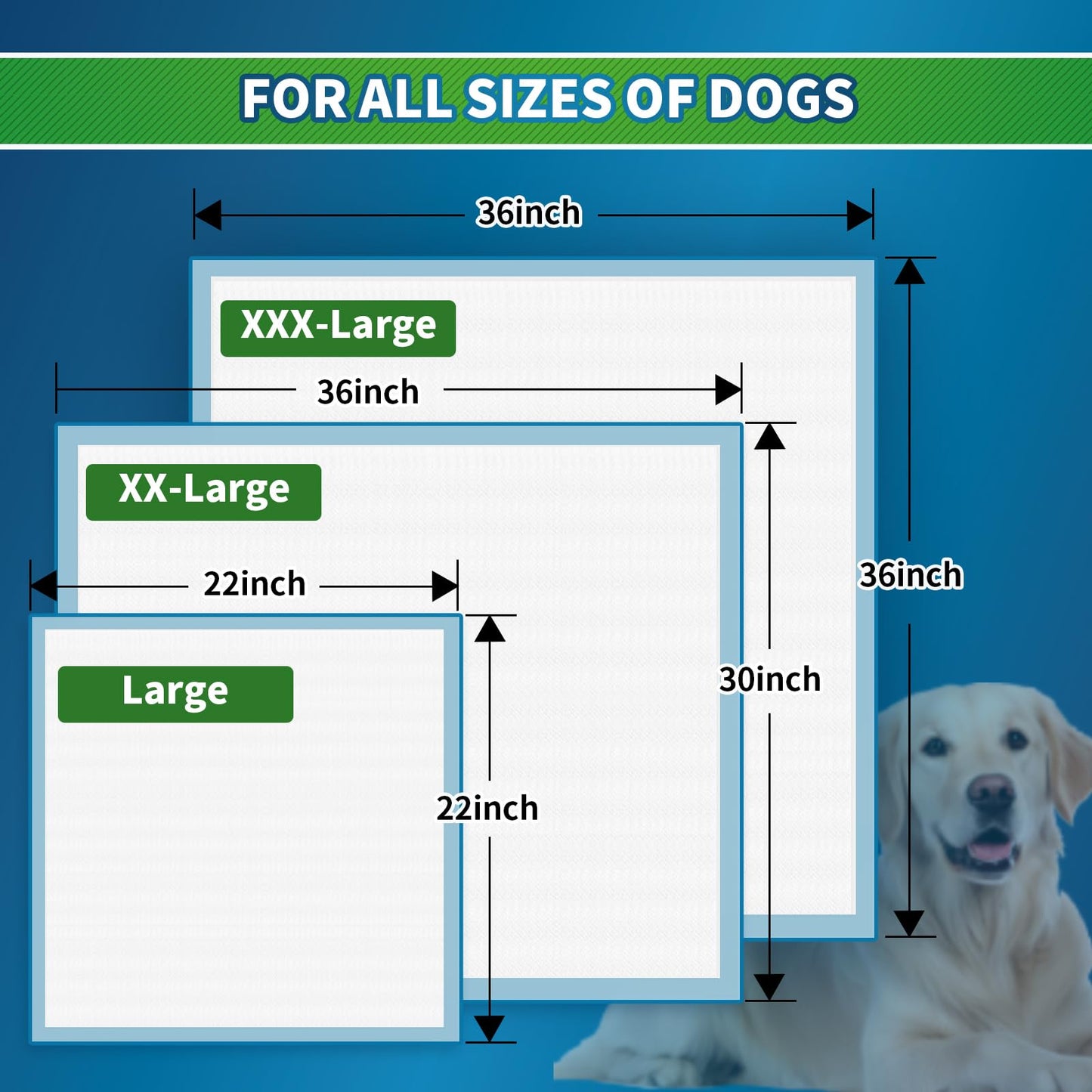 SUNNY DOGGY Pee Pads for Dogs Large 30”x 36”, 50 Count Puppy Pads Pet Training Pads Disposable Upgraded Odor Control, Potty Pads Absorbent