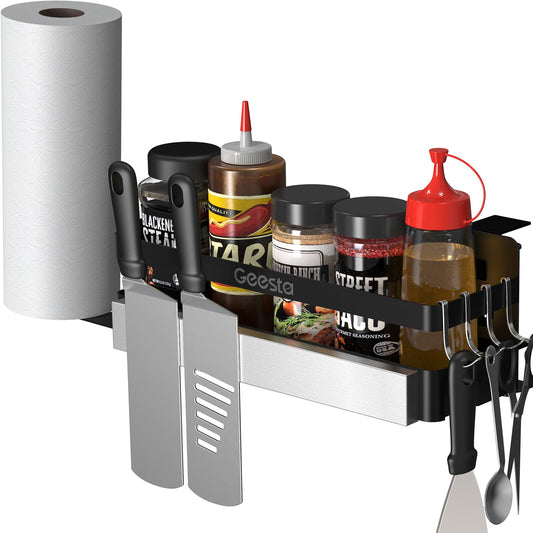 Geesta Upgraded Griddle Caddy for Blackstone 28"/36" Griddles/Weber Grill/Prep Cart, BBQ Grill Accessories Space Saver with Magnetic Tool Holder & Paper Towel Holder