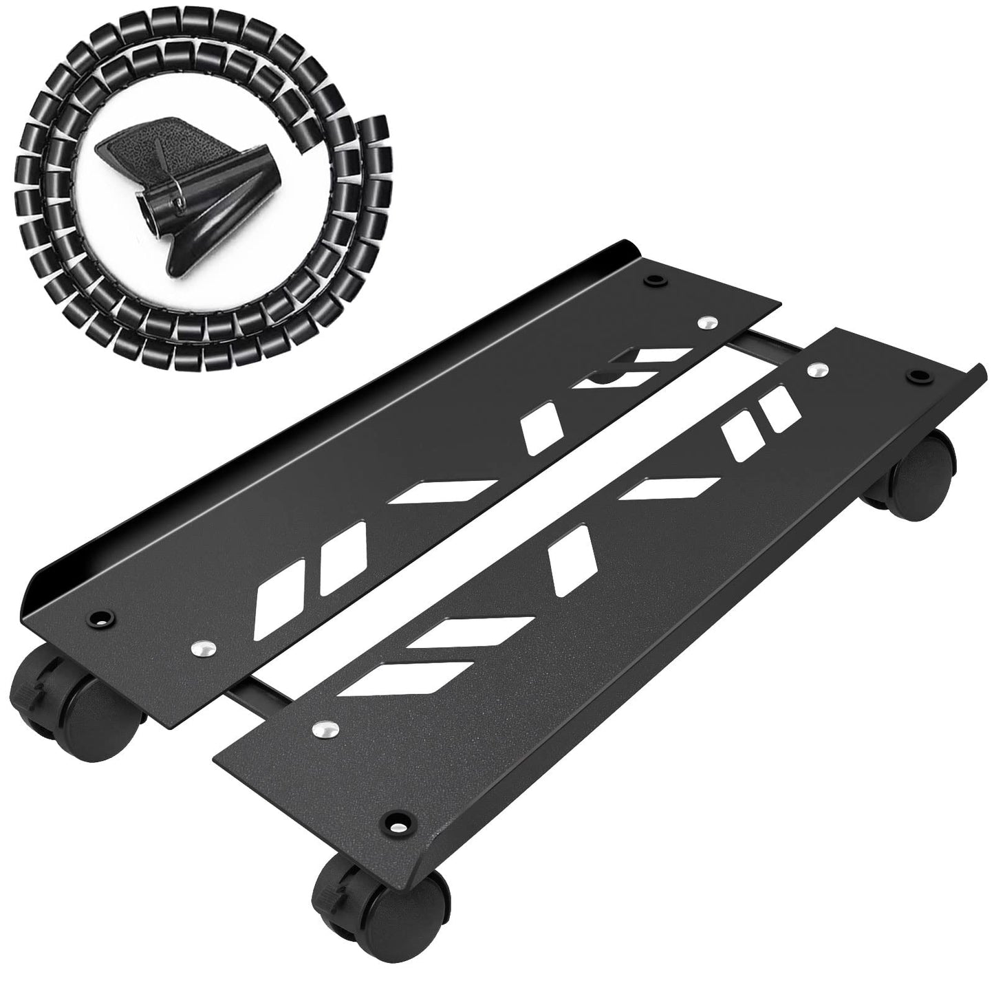 Seloom Computer Tower Stand, Adjustable PC Stand, Heavy-Duty Mobile CPU Tower Holder with Rolling Caster Wheels, Fits Most Gaming Desk Floor