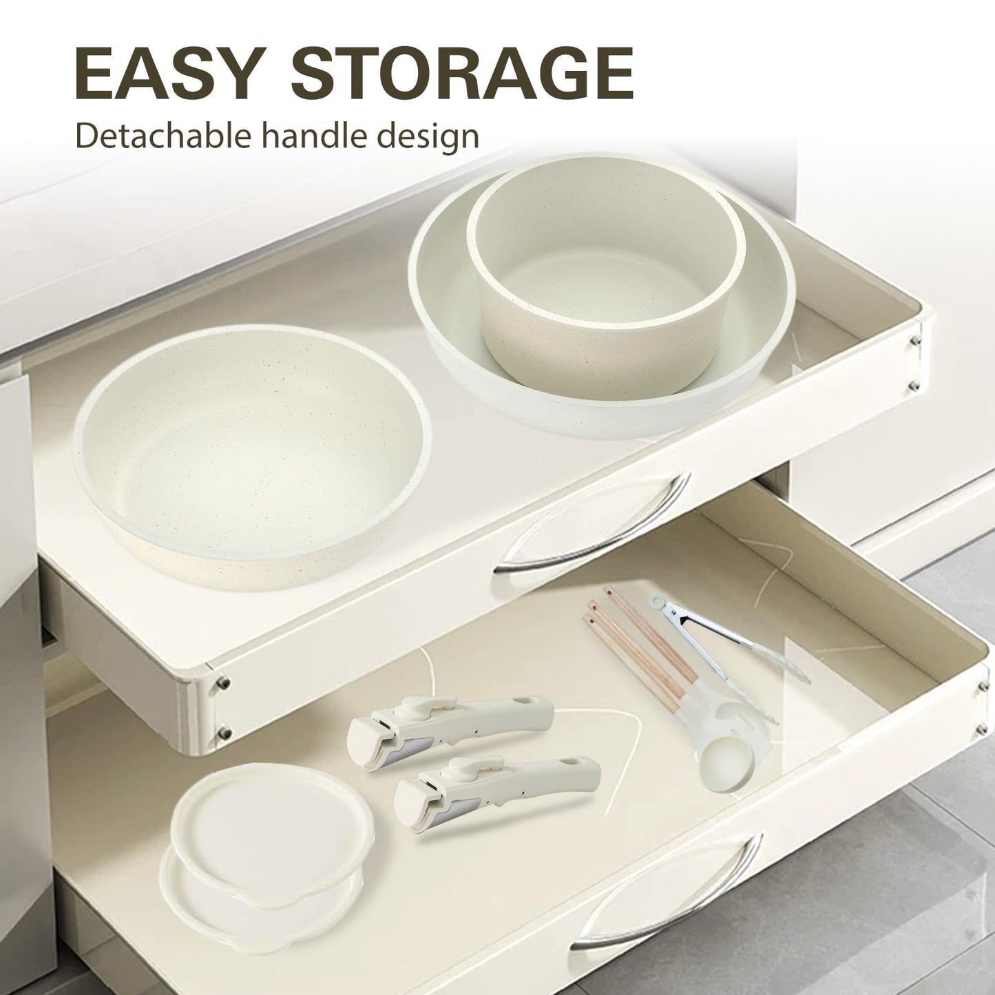 UCClife 17-Piece Nonstick Cookware Set, Family Kitchen Pots & Pans with Removable Handles, Oven & Dishwasher Safe, PFAS-Free for Everyday Cooking