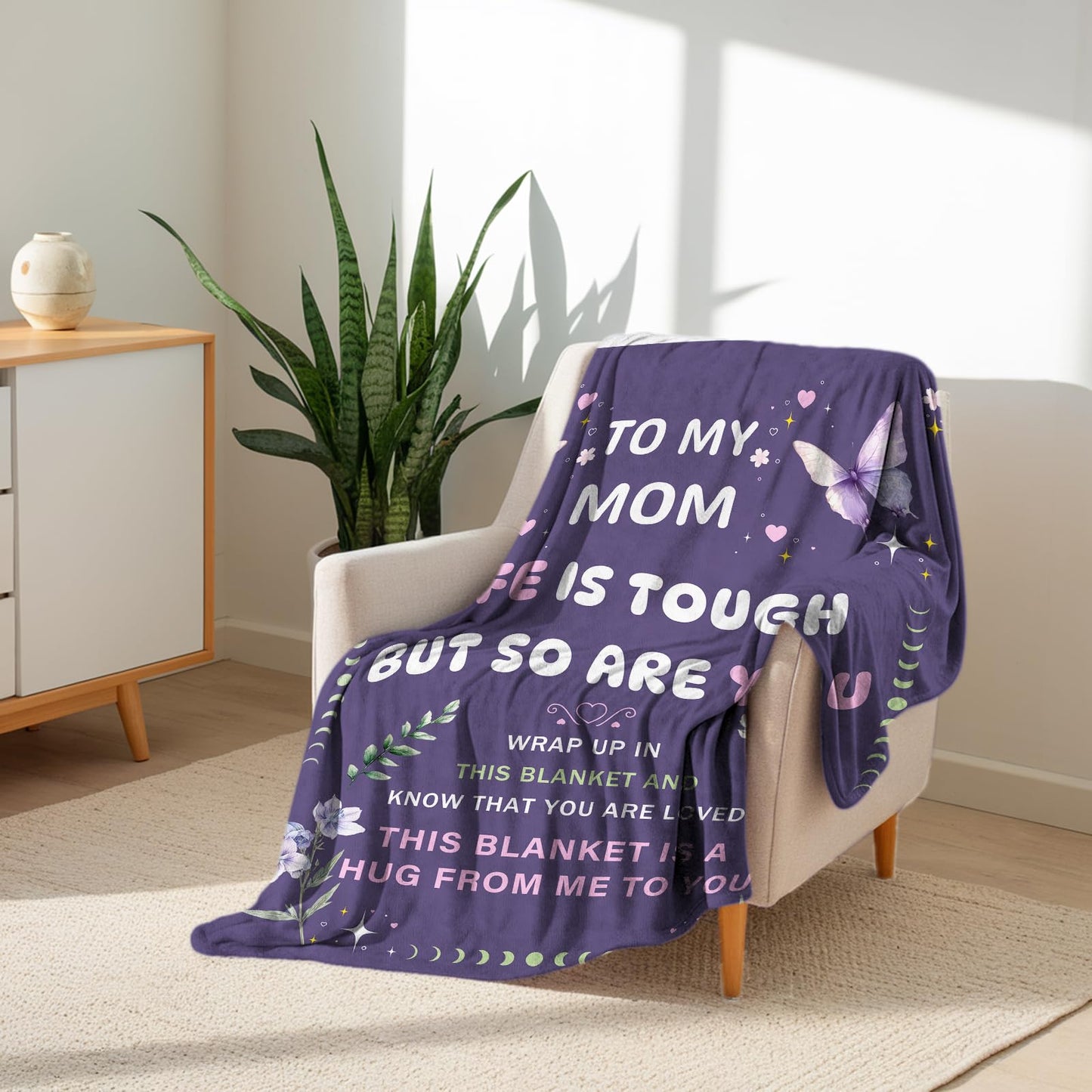 PUREFLY Gifts for Mom Blanket,Mothers Day Birthday Gifts for Mother from Daughter Son,Best Mom Ever Gifts,Super Soft Flannel Throw Blanket to My Mom,60”x50”
