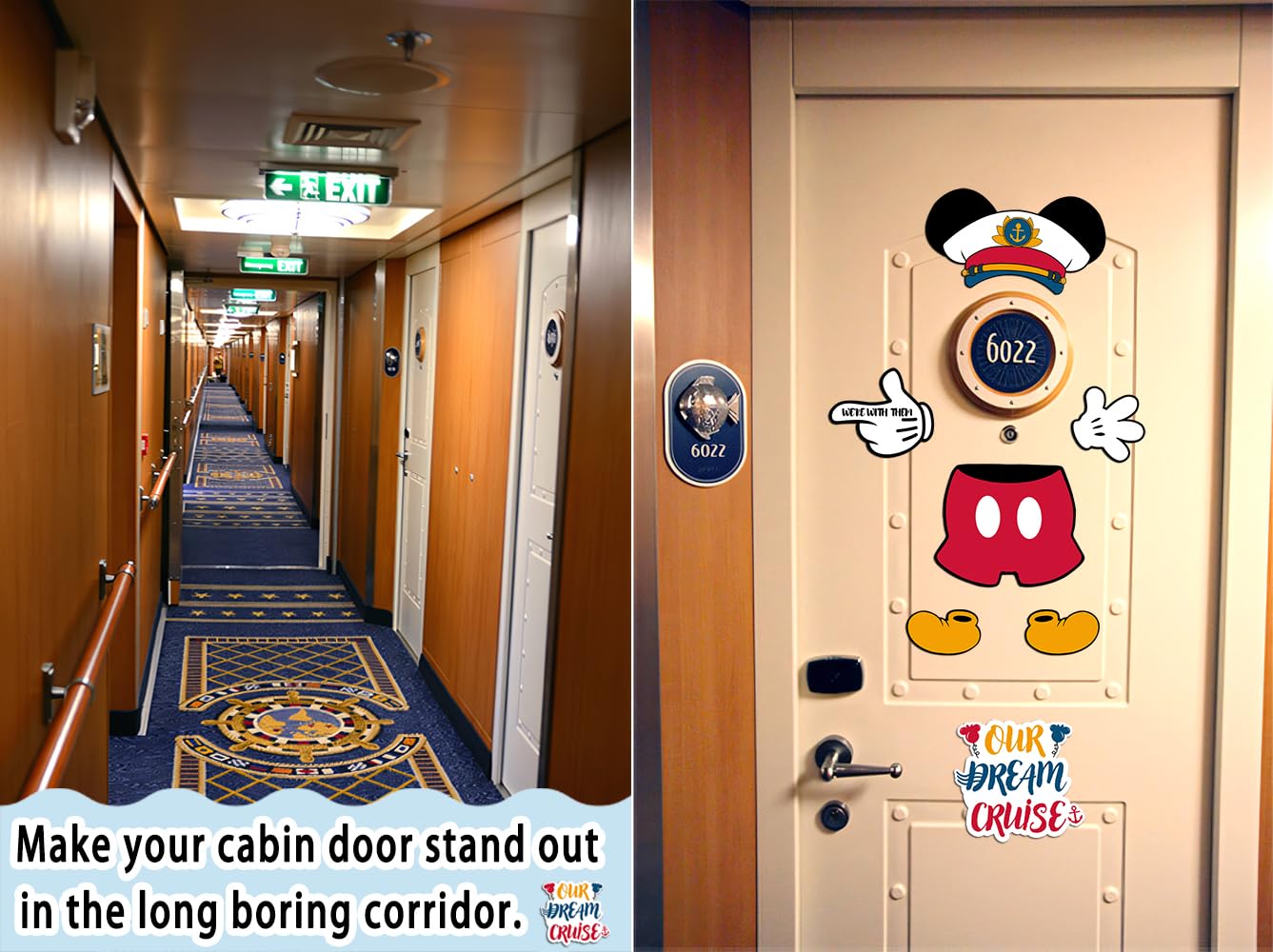 10 Pcs Cruise Door Magnet, Captain Mouse Cruise Door Decorations,Funny Mouse Ears Magnet for DCL Cruise& All Major Cruise