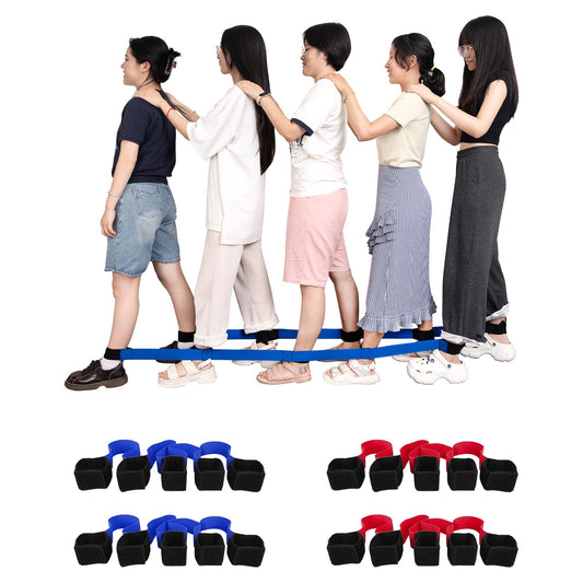 Legged Race Band for 8 PPL, Team Building, Outdoor Party Group Game for Kid Adult, Cooperative Team Race for Birthday Party, Relay Race, Field Day, Backyard Activity Game with Carrying Pouch