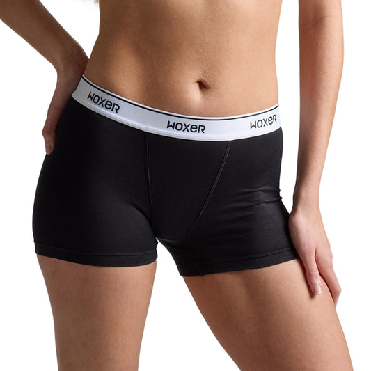 Woxer Womens Boxers - Star 3" Boy Shorts Underwear for Women - Boxers for Women Black