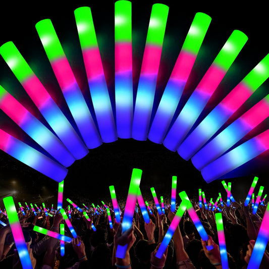 TURNMEON 32 Pcs Giant Foam Glow Sticks Bulk Party Favors for Adults Kids,3 Modes Flashing Foam Light Up Sticks,LED Glow Sticks Glow In The Dark for Wedding Birthday Concert Back to School Halloween
