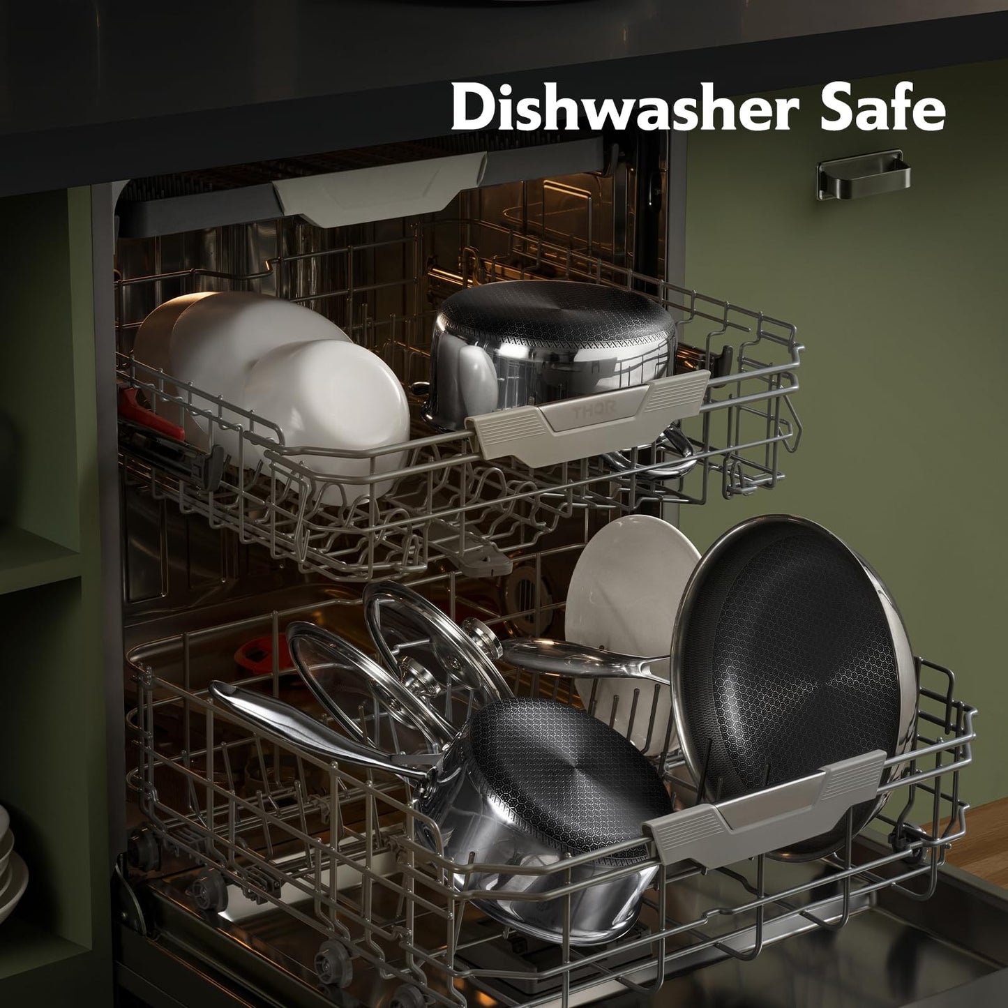 TalingMA 10 Pcs Non Stick Pots and Pans Set with Lids, Hybrid Stainless Steel Cookware Set, Skillet,Stock Pot,Frying Pan,Kitchen Cooking Utensils,Non Toxic,Induction,Dishwasher Safe