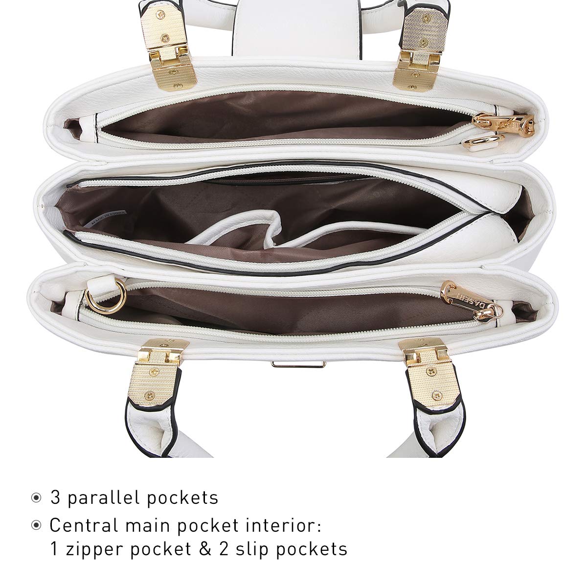 Dasein Women Satchel Handbags Top Handle Purse Medium Tote Bag Vegan Leather Shoulder Bag White