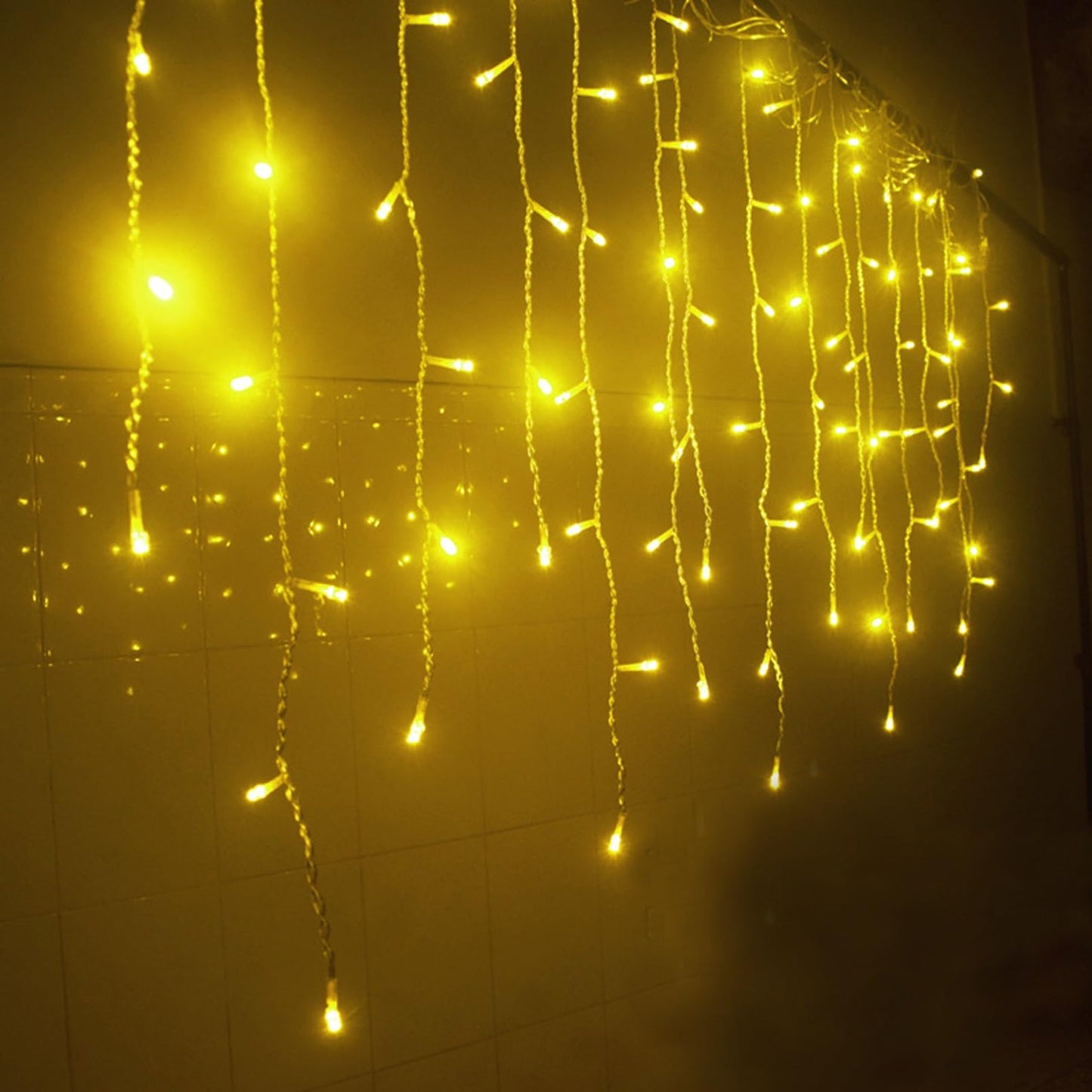 FATONESA LED Icicle Christmas Lights, 13FT 96 LEDs Fairy String Lights Extendable Curtain 8 Modes Dangling Twinkle Novelty Hanging Lights for Ceiling Party Window Decorations, Warm White 4M