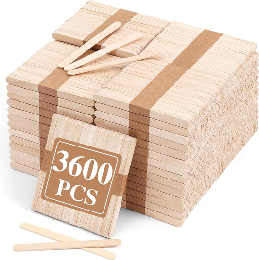 3600pcs Wooden Craft Sticks,4.5 Inch Long Natural Wooden Ice Cream Sticks,Popsicle Sticks for Crafts,Food,Hair Removal and Waxing Supplies,DIY Crafts Supplies