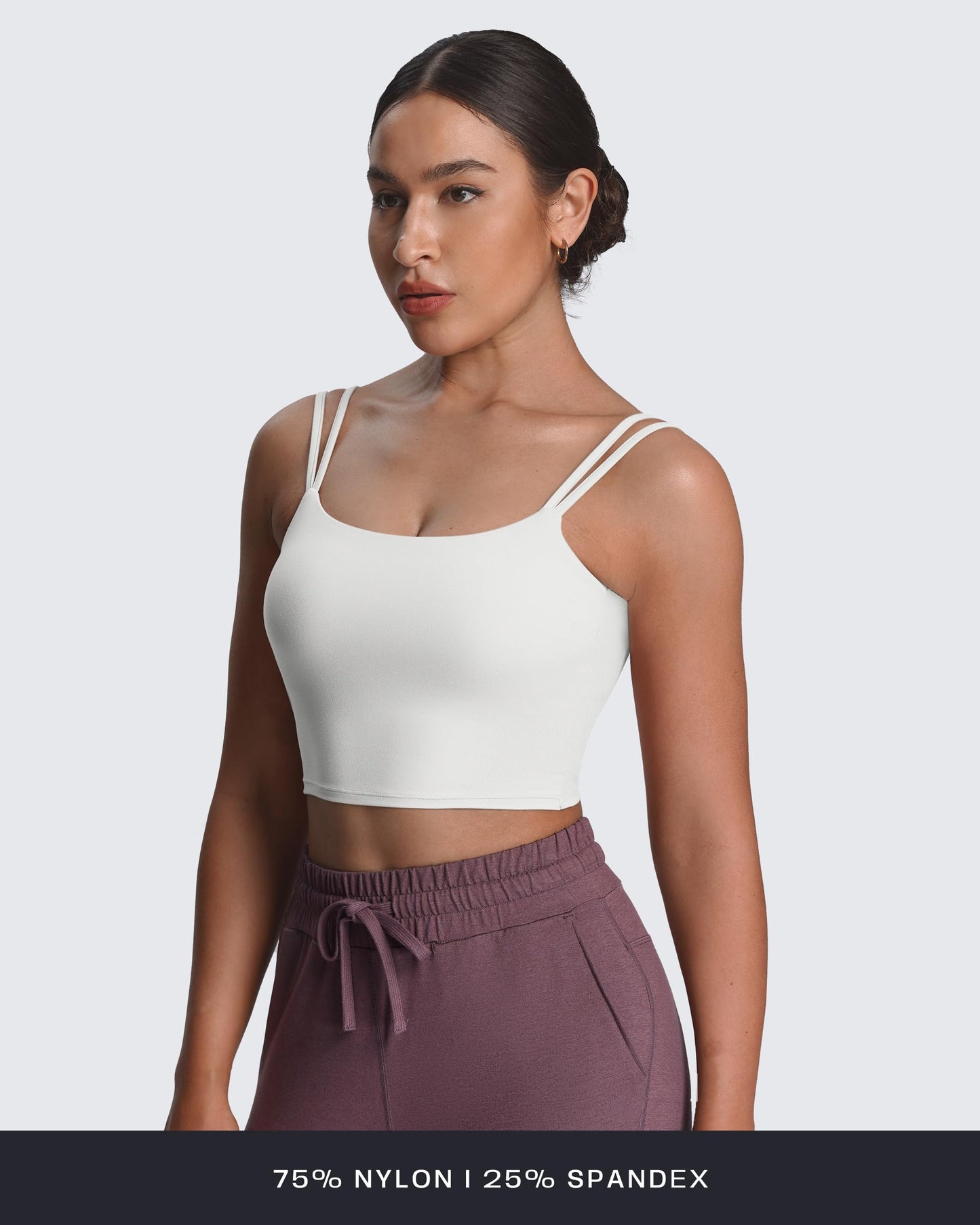 Aoxjox Women's Workout Sports Bras Fitness Yoga Crop Tank Twist Back Cami (White, Small)