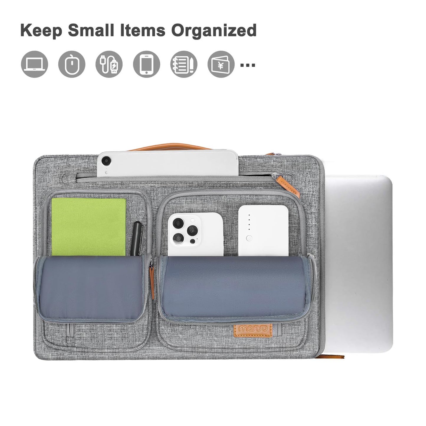 MOSISO 360 Protective Laptop Case 13.3 inch, 13-13.3 inch Laptop Sleeve Compatible with MacBook Air/Pro 13/Pro 14, HP Dell Acer, Side Open Carrying Computer Bag with 5 Accessory Pockets&Belt, Gray